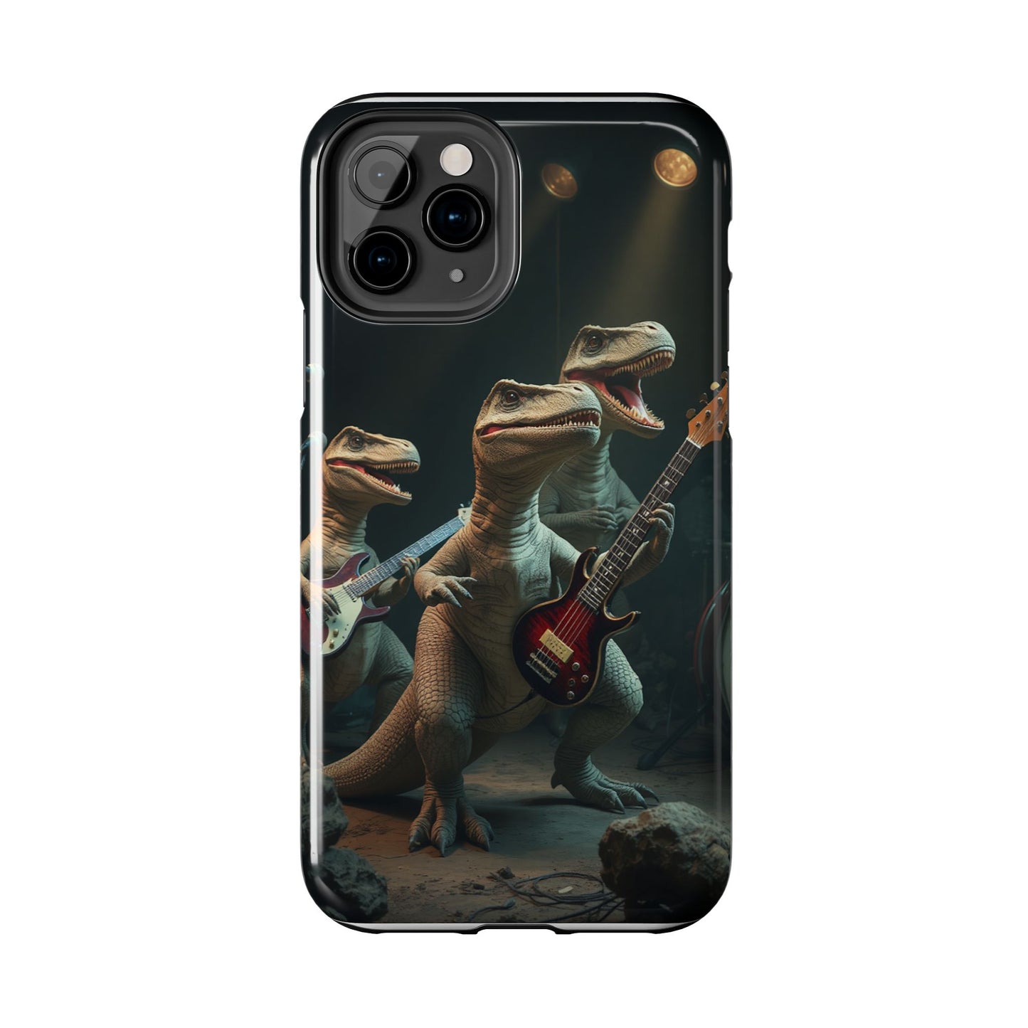 Rockin' Dinosaur Tough Phone Cases - Perfect for Music Lovers and Kids!