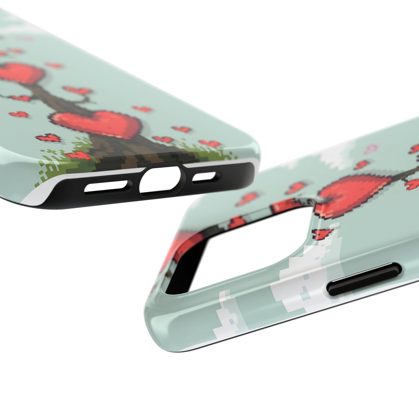 Pixelated Love Hearts Tree | Tough Phone Case - Cute Design - for iPhone