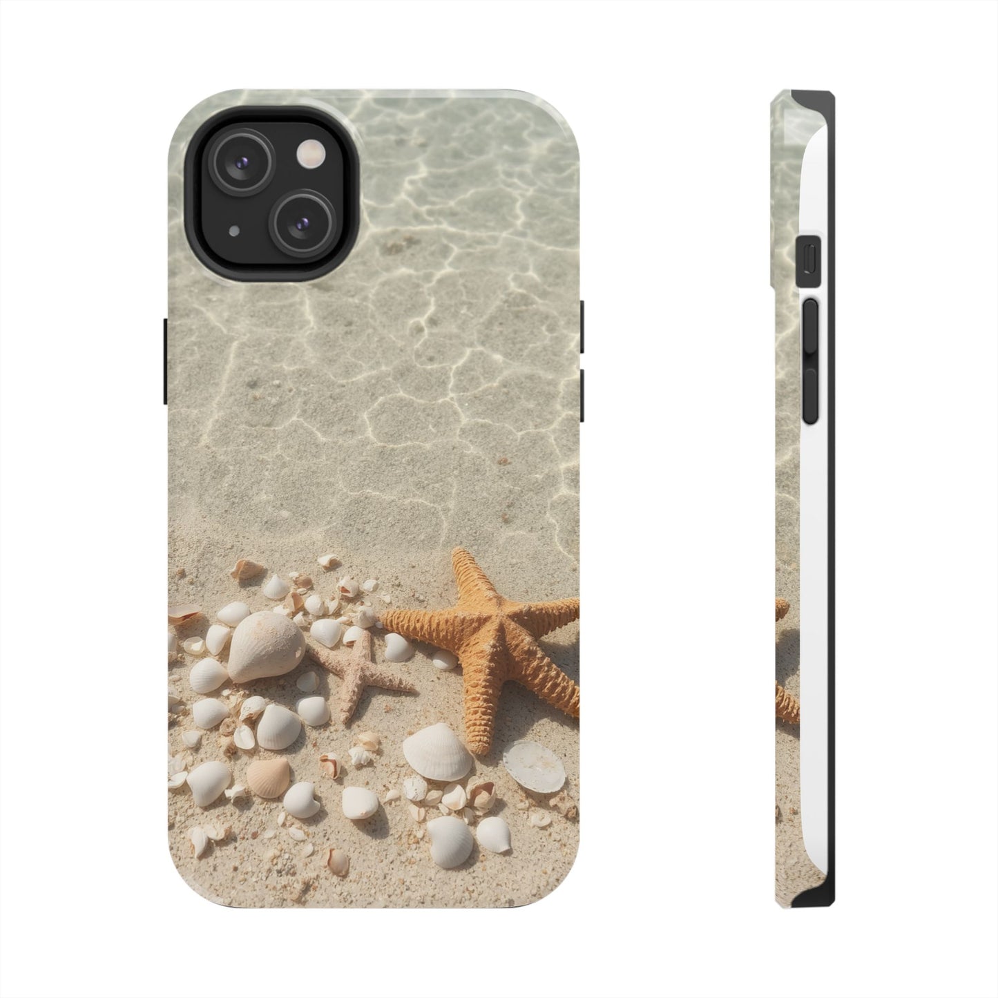 Beach-Inspired Tough Phone Case with Starfish and Seashell Design