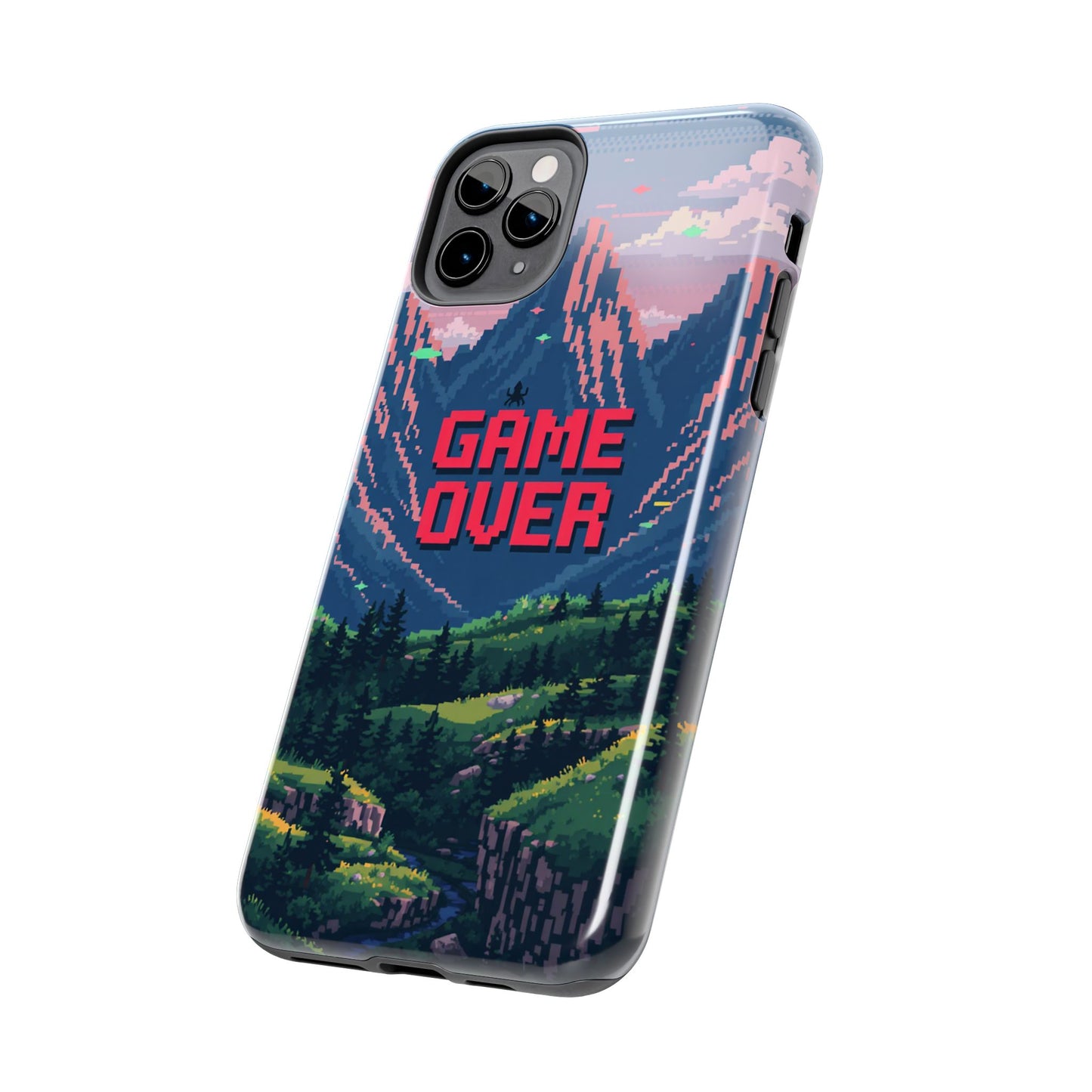 Pixel Art Tough Phone Case - 'Game Over' Design for Gamers
