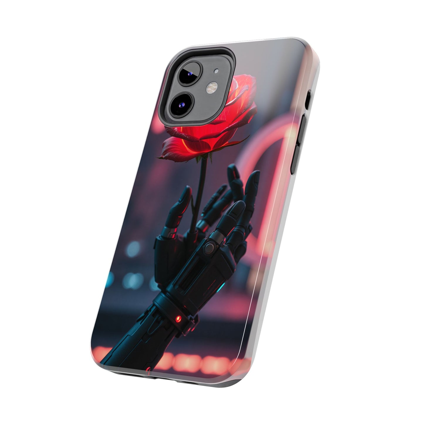 Futuristic Tough Phone Case with Robotic Rose Design | Durable Protection