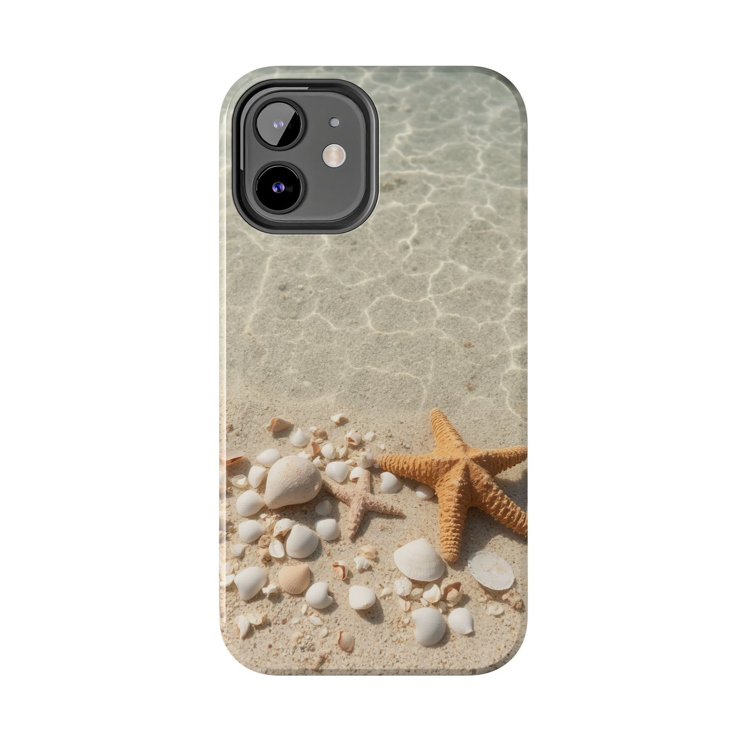 Beach-Inspired Tough Phone Case with Starfish and Seashell Design