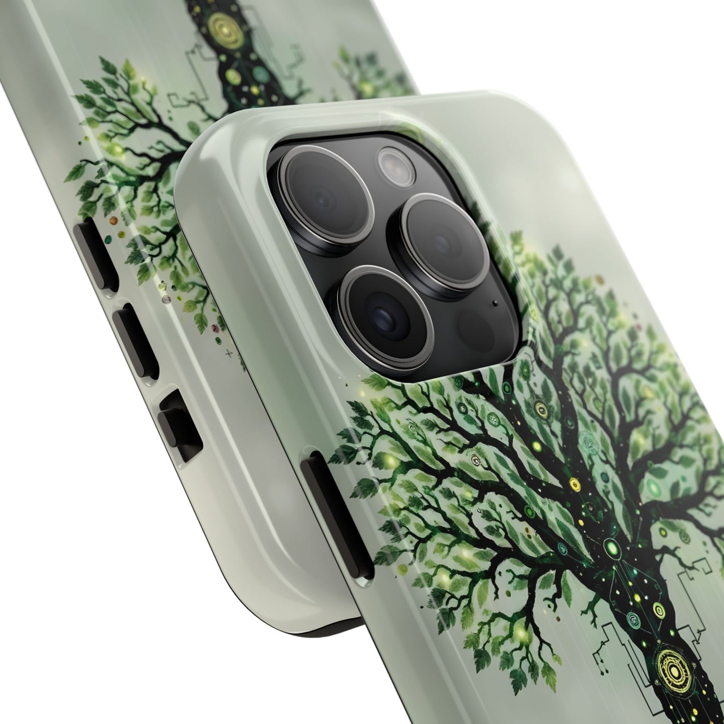 Nature-Inspired Tough Phone Case with Tech Tree Design - for iPhone