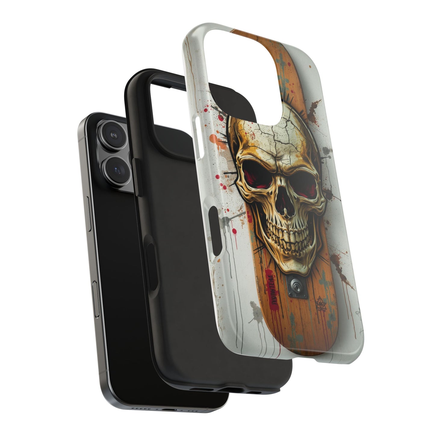 Edgy Skull Tough Phone Case - Durable Protection for Skateboard Enthusiasts