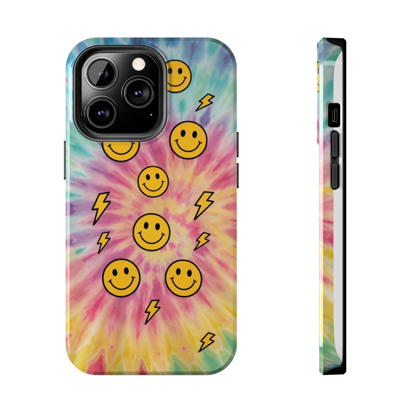 Colorful Smiley Lightning Tough Phone Case - Fun & Durable