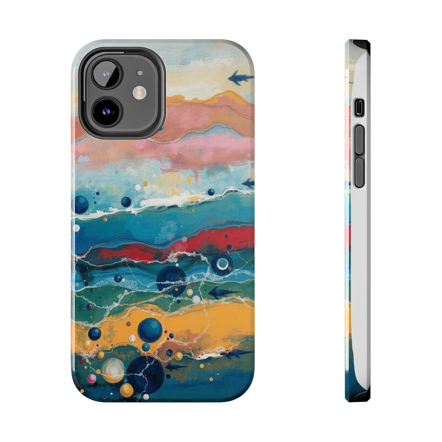 Artistic Tough Phone Case - Vibrant Waves Design for Unique Style
