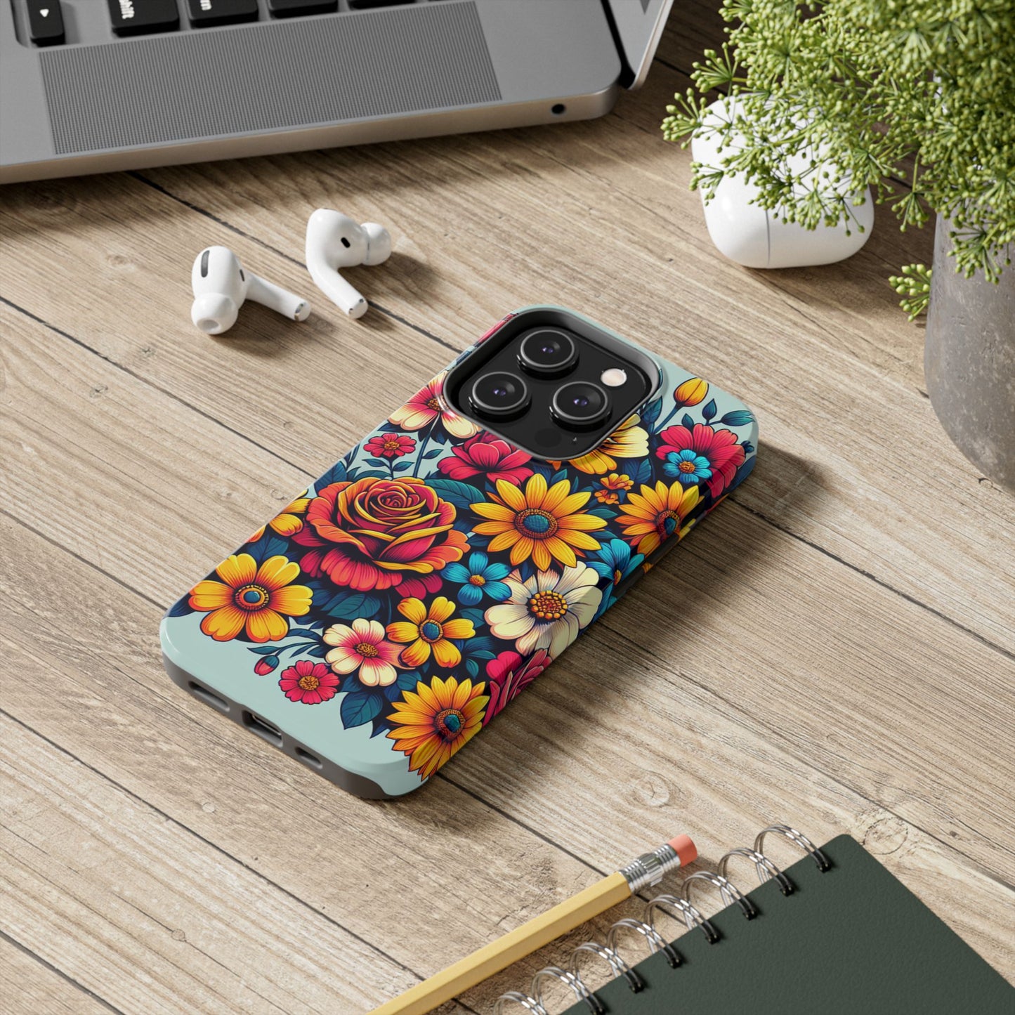 Vibrant Floral Tough Phone Case - Colorful Flower Design - for iPhone
