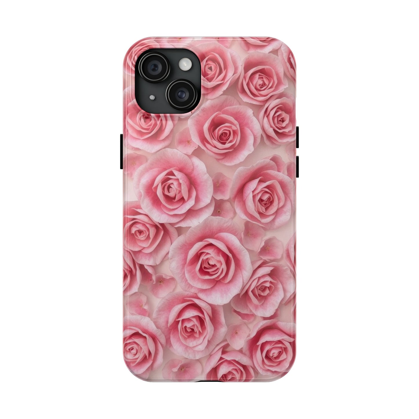 Floral Tough Phone Case - Pink Rose Design, Durable Protection for Flower Lovers