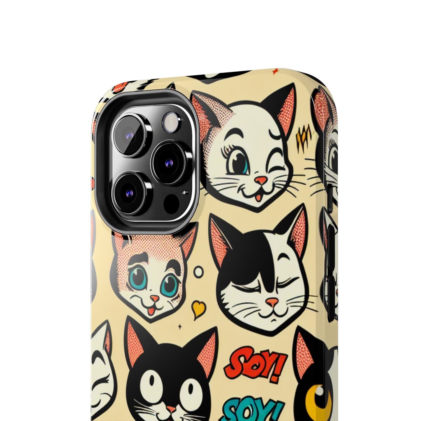 Playful Cat-Themed Tough Phone Case - Pet Pattern - for iPhone