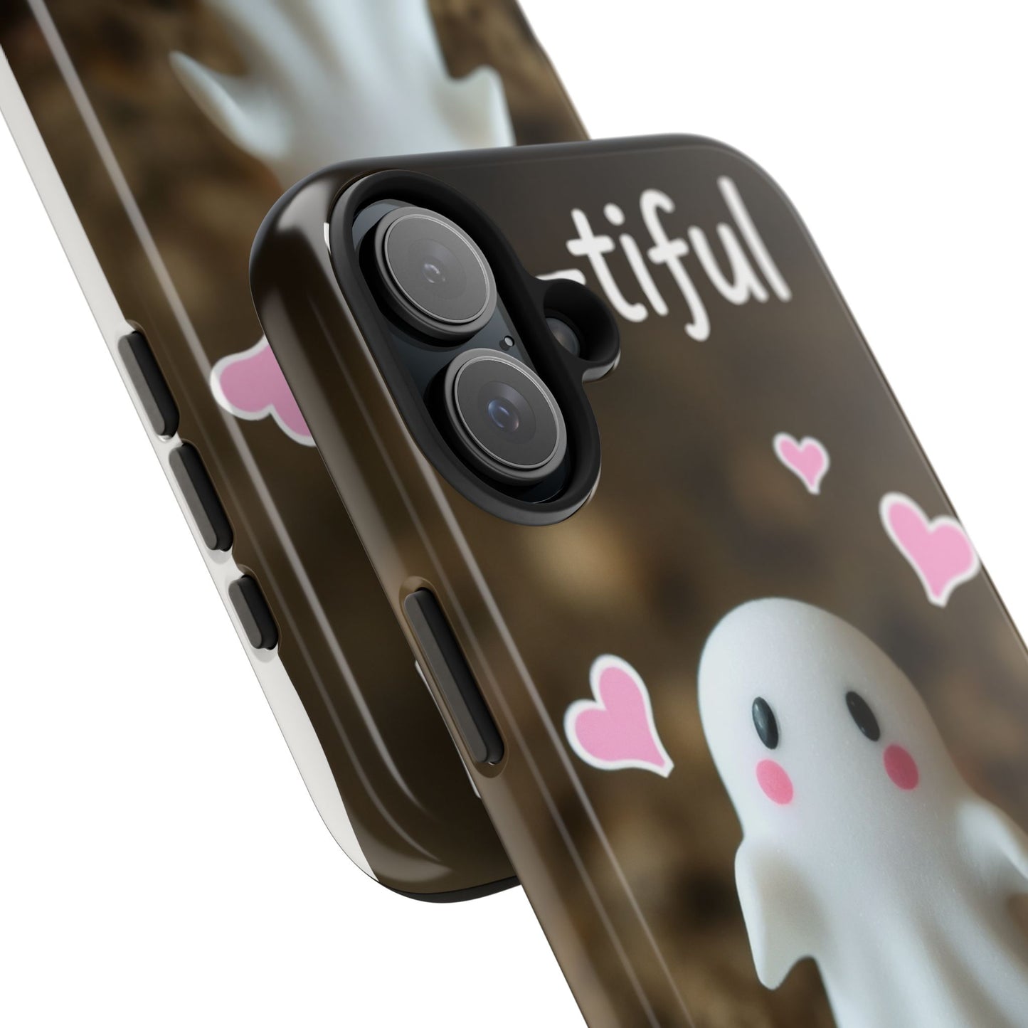 Cute Ghost Tough Phone Case - Beautiful Design with Heart Accents