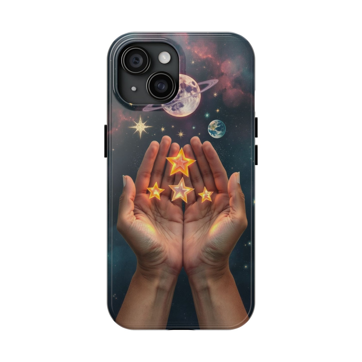 Galaxy Hands Tough Phone Case - Celestial Design for Star Lovers