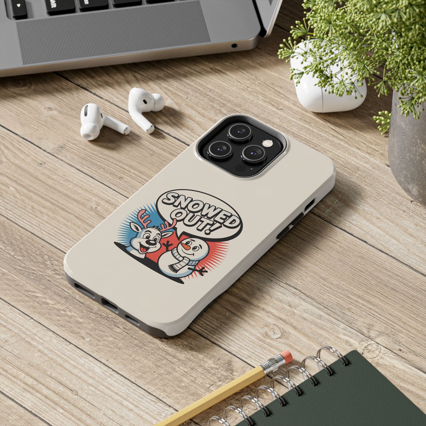 Snowman & Reindeer Tough Phone Case - Snowed Out Holiday Design
