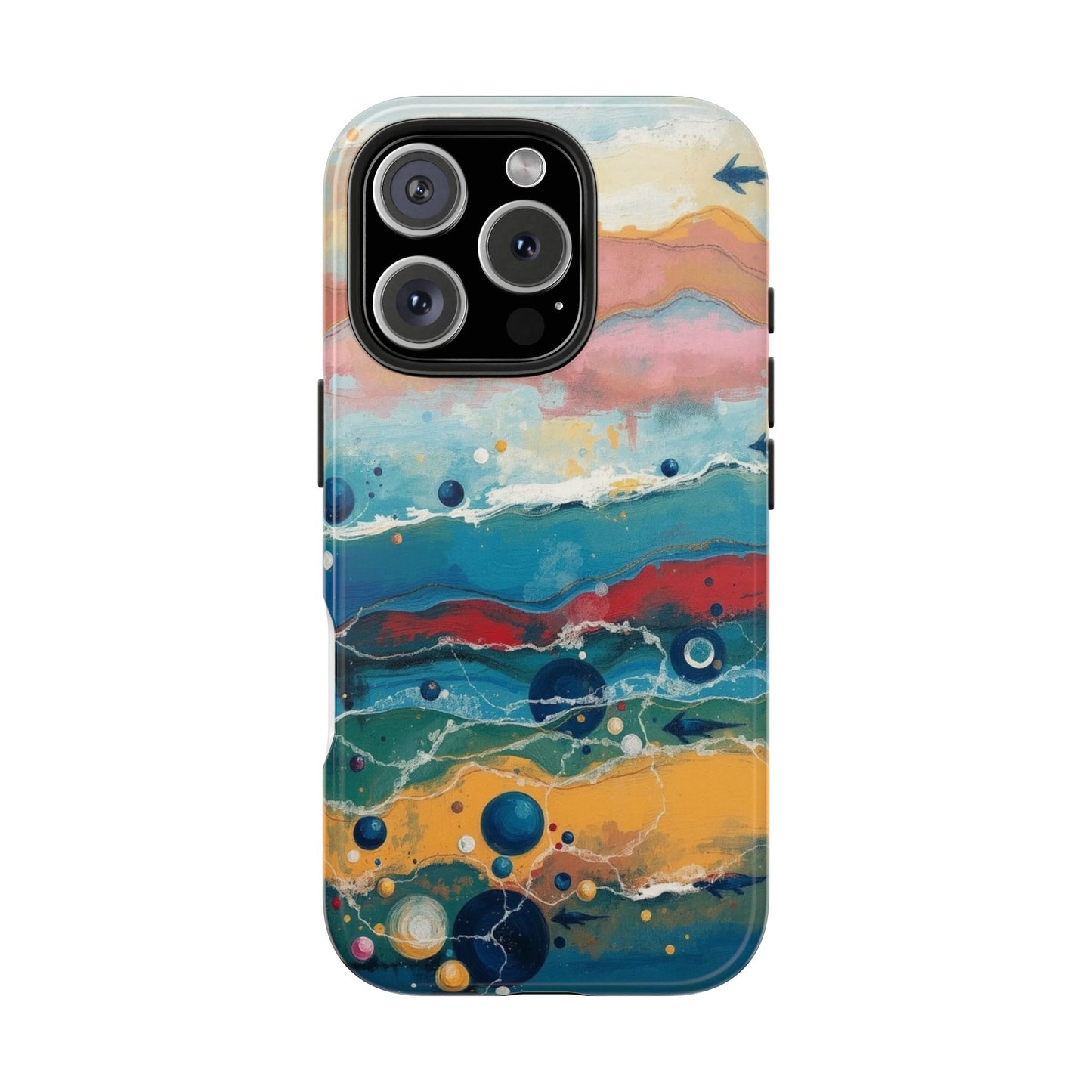 Artistic Tough Phone Case - Vibrant Waves Design for Unique Style