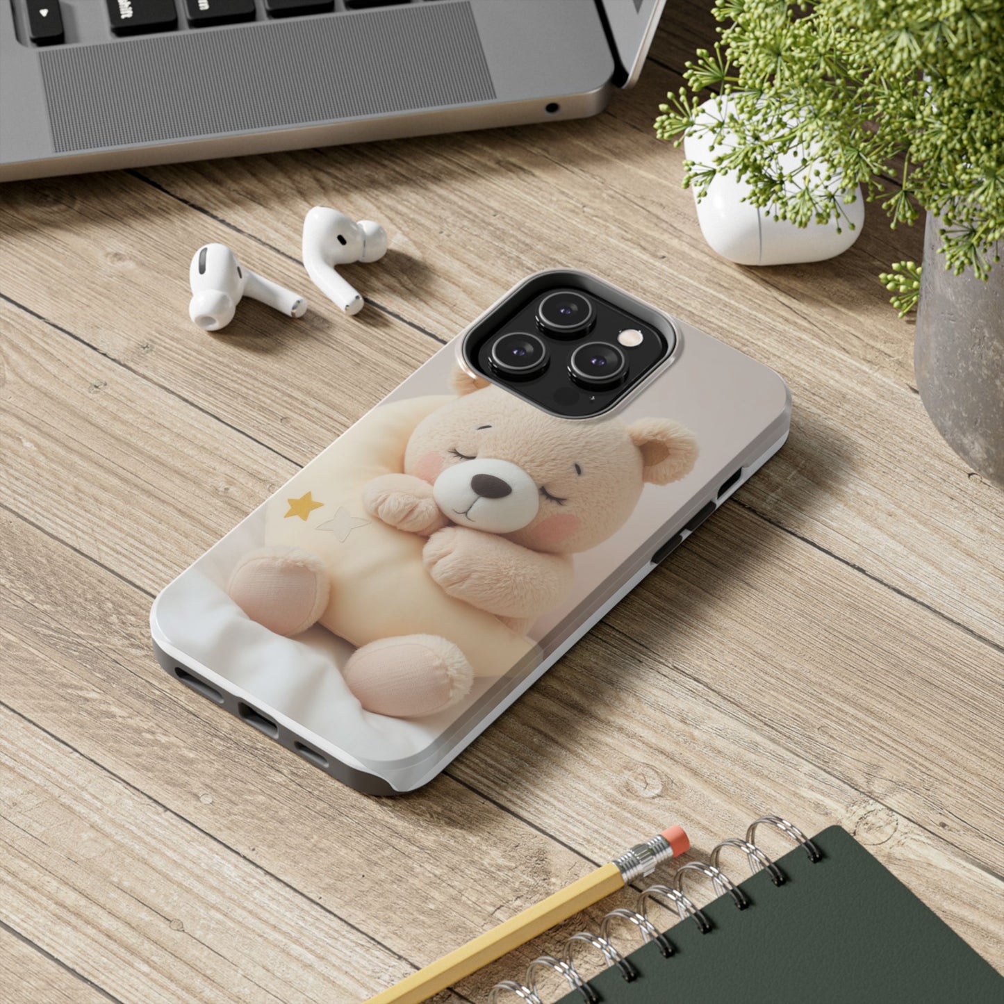 Cute Bear Tough Phone Case - Adorable Baby Animal Design for Kids & Adults