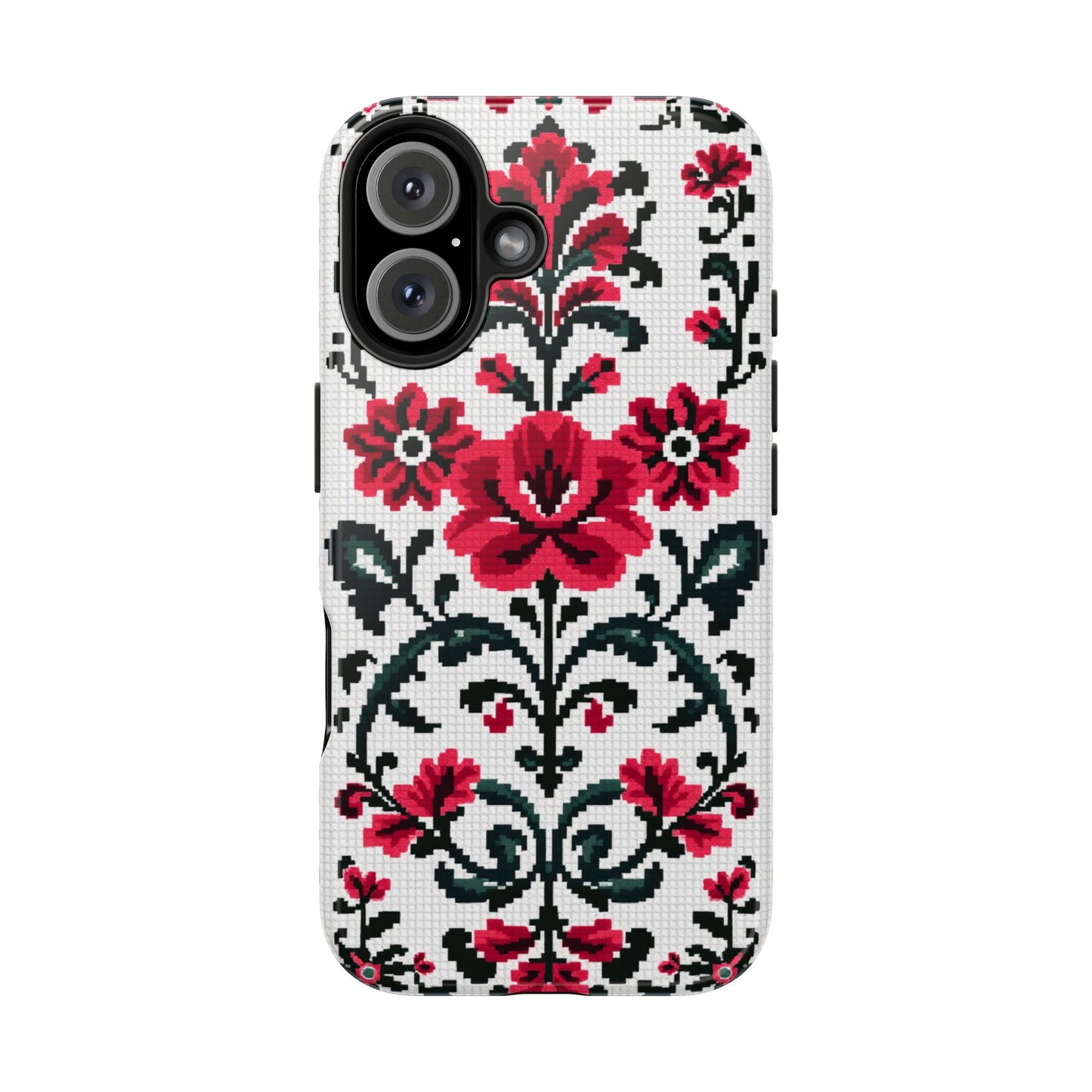 Traditional Floral Knit Tough Phone Cases - Durable Protection with Vintage Style - for iPhone