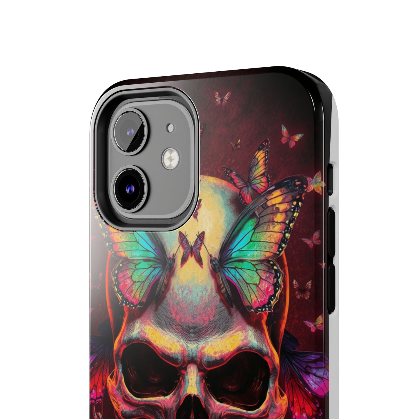 Gothic Skull Phone Case with Butterflies - Durable Tough Phone Case