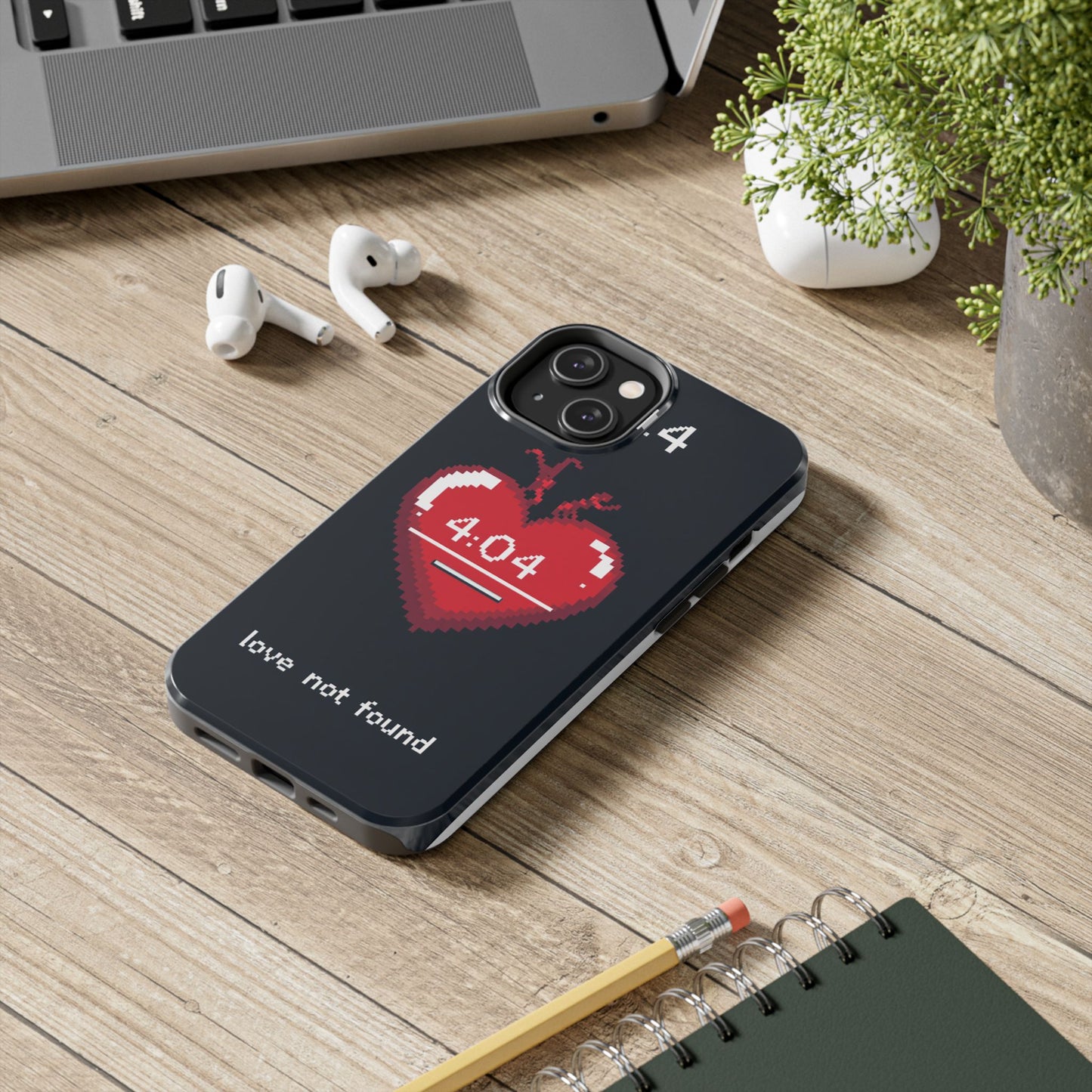 Vintage Pixel Heart Tough Phone Case - "404 Love Not Found" Design