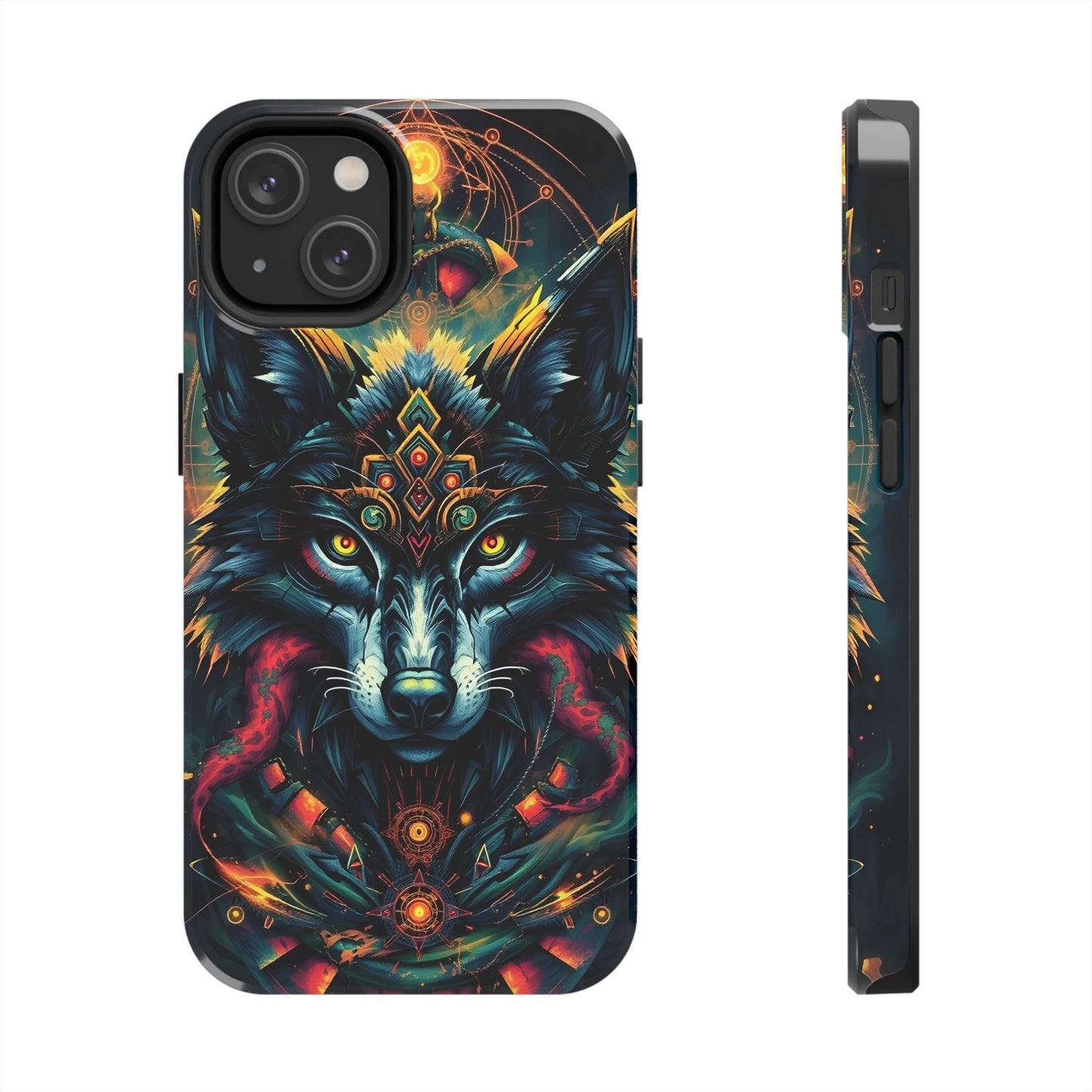 Vibrant Mystical Wolf Art Tough Phone Case - Durable & Unique Design for Animal Lovers - for iPhone