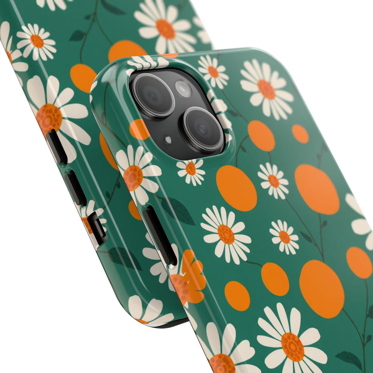 Floral Tough Phone Case - Daisy & Orange Design