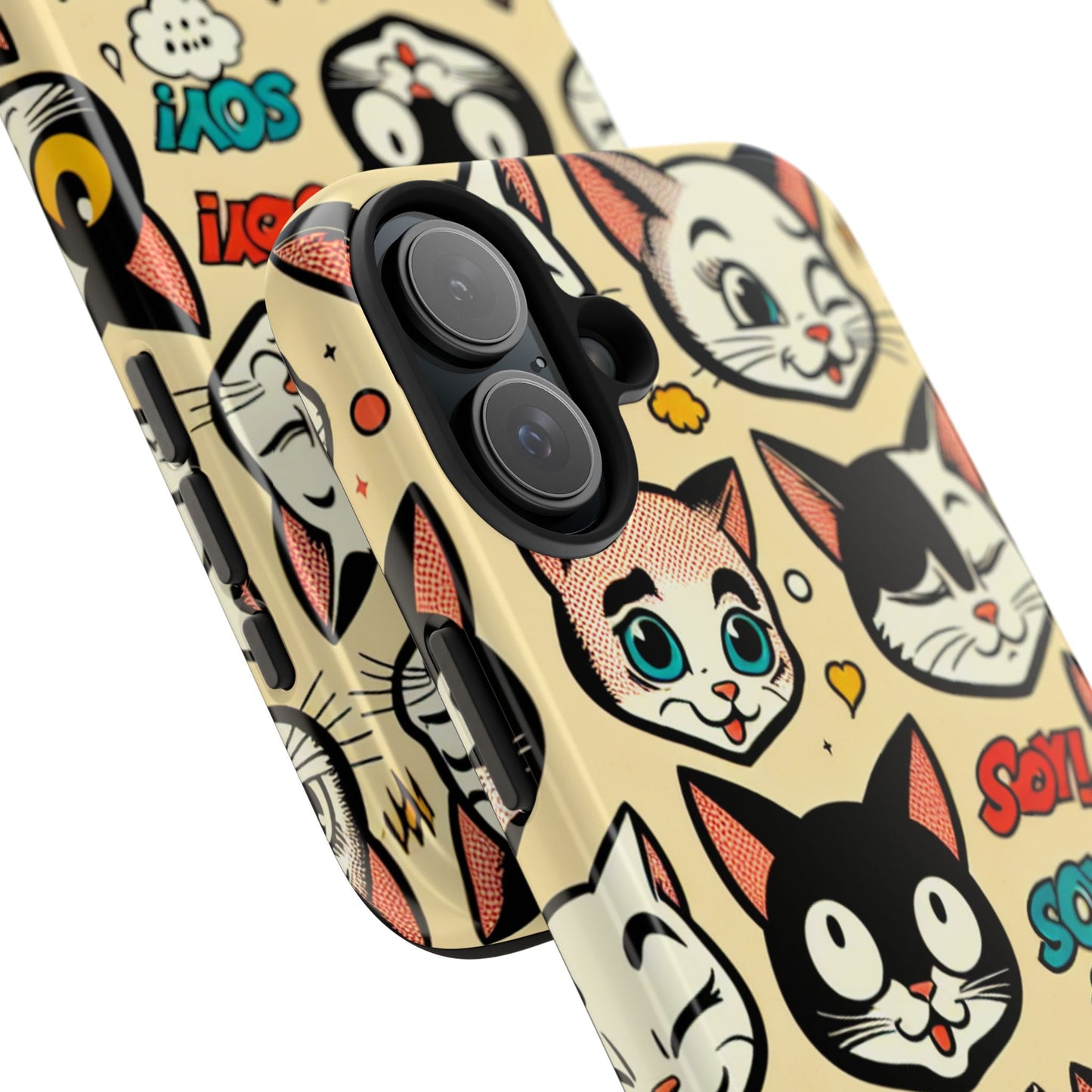 Playful Cat-Themed Tough Phone Case - Pet Pattern - for iPhone