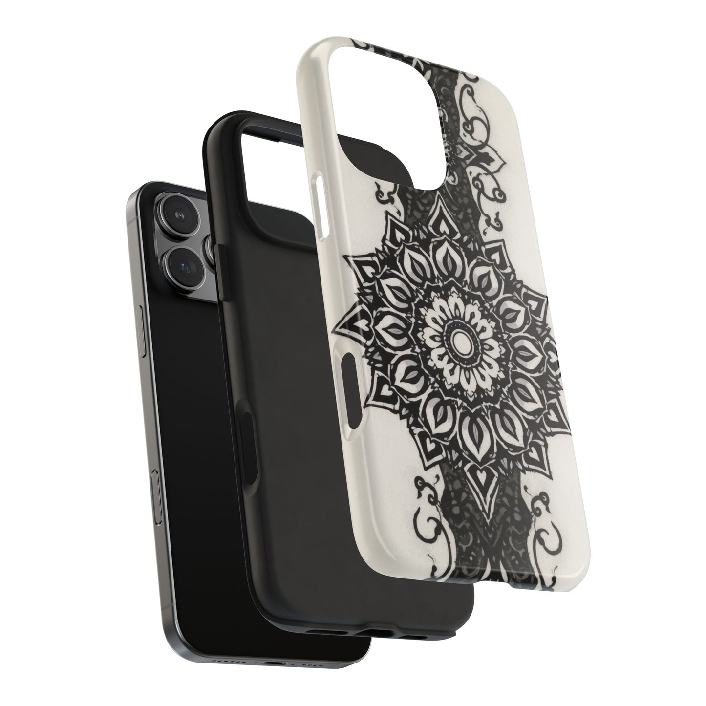 Stylish Tough Phone Cases with Dark Mandala Design - Durable and Unique Protection - for iPhone