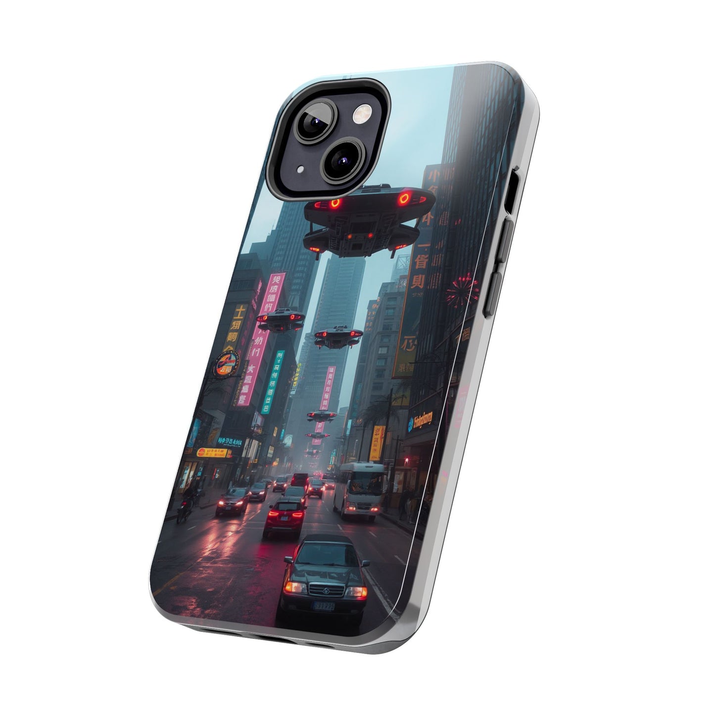 Futuristic City Tough Phone Case - Sci-Fi Design for Urban Explorers