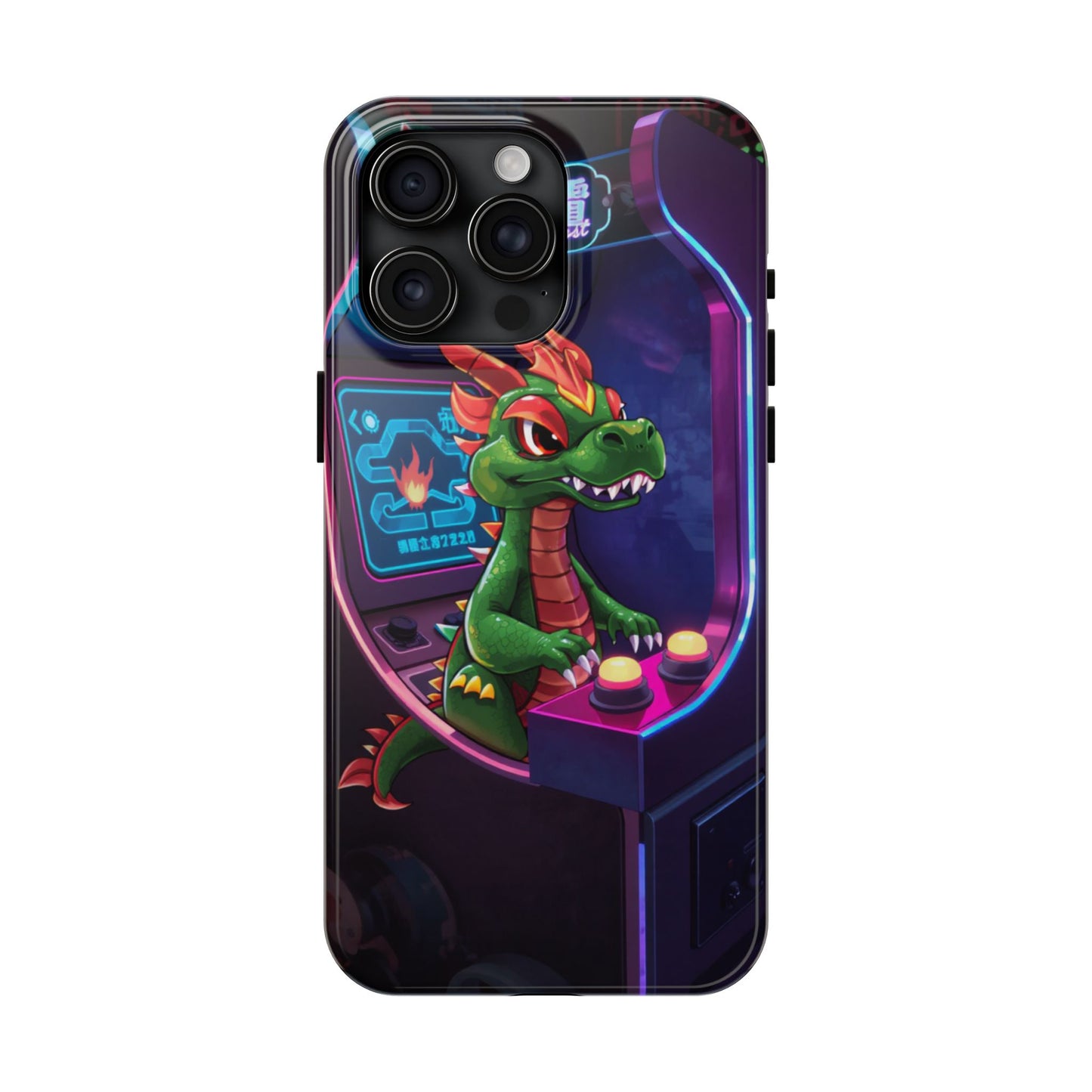 Retro Gamer Tough Phone Case with Dragon Design