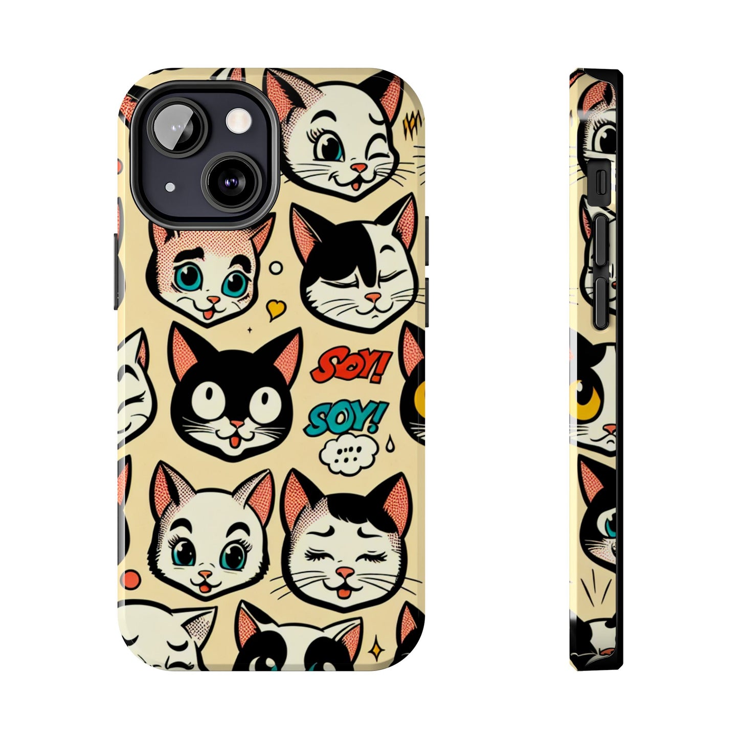 Playful Cat-Themed Tough Phone Case - Pet Pattern - for iPhone