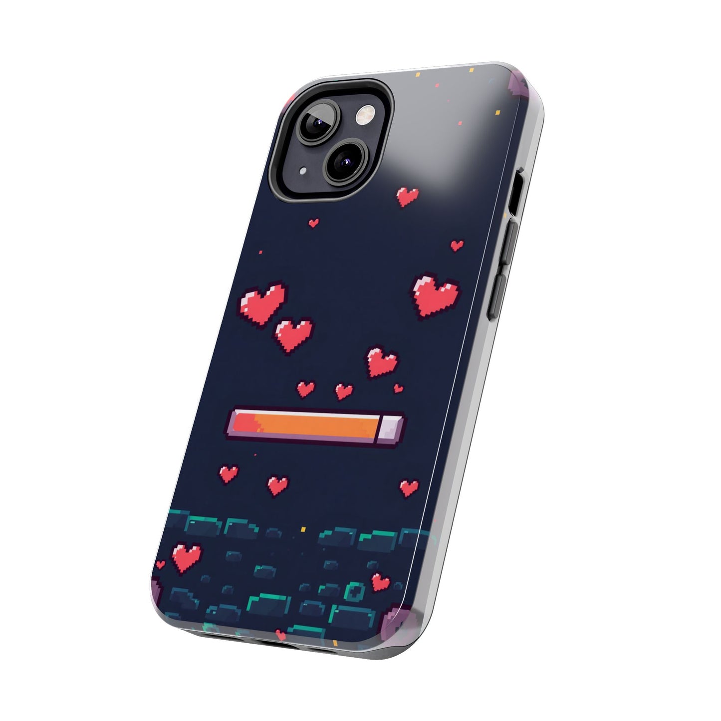 Pixel Heart Tough Phone Case - Retro Gamer Style for Valentine's Day