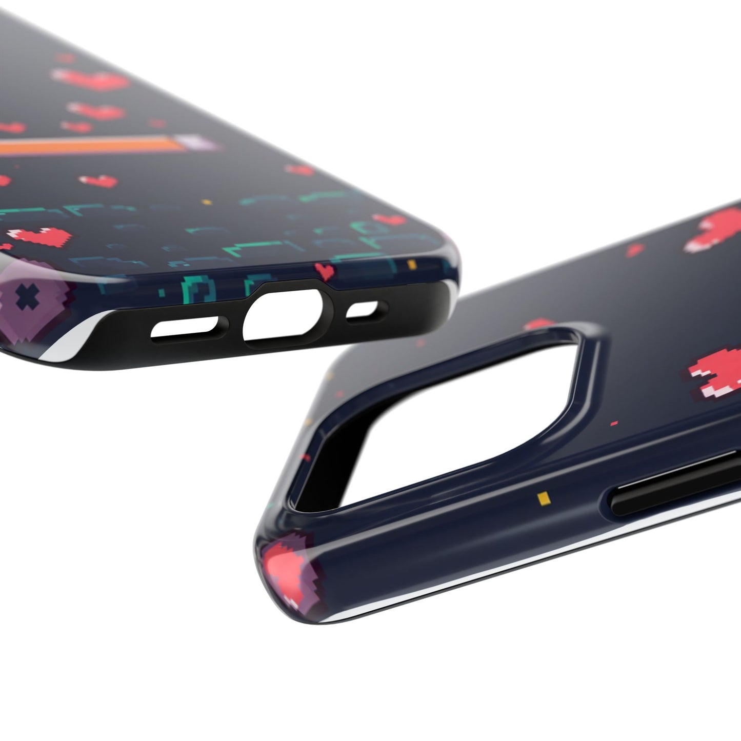 Pixel Heart Tough Phone Case - Retro Gamer Style for Valentine's Day