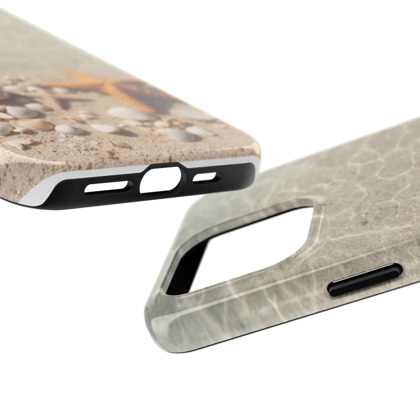 Beach-Inspired Tough Phone Case with Starfish and Seashell Design