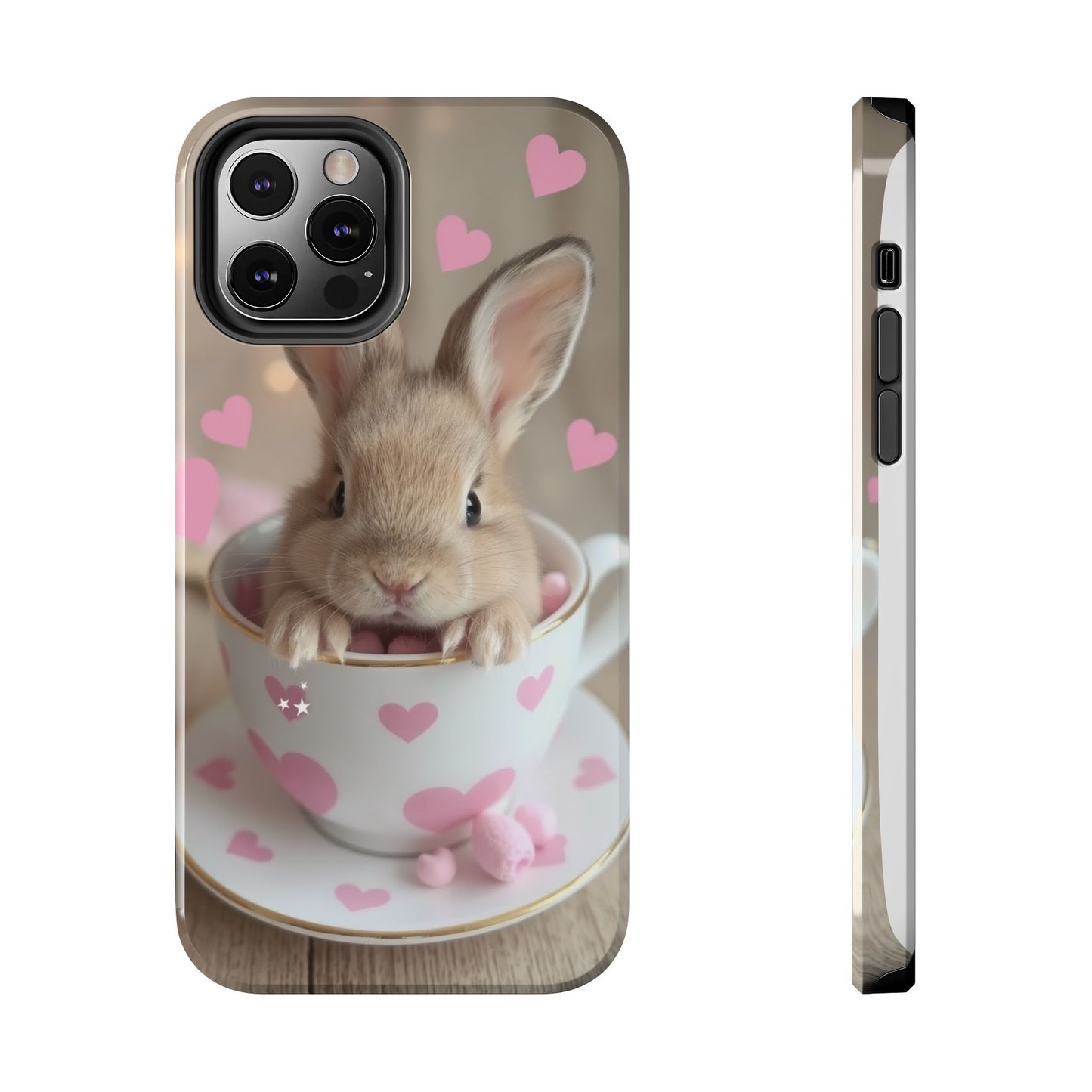 Adorable Bunny Phone Case with Heart Design - Cute Gift for Animal Lovers
