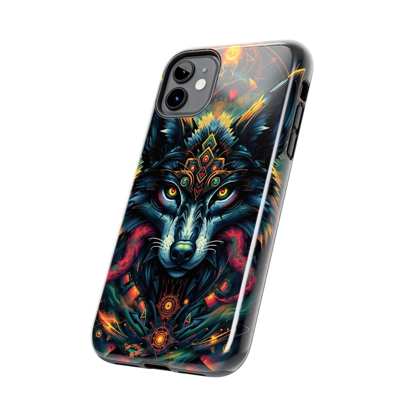 Vibrant Mystical Wolf Art Tough Phone Case - Durable & Unique Design for Animal Lovers - for iPhone