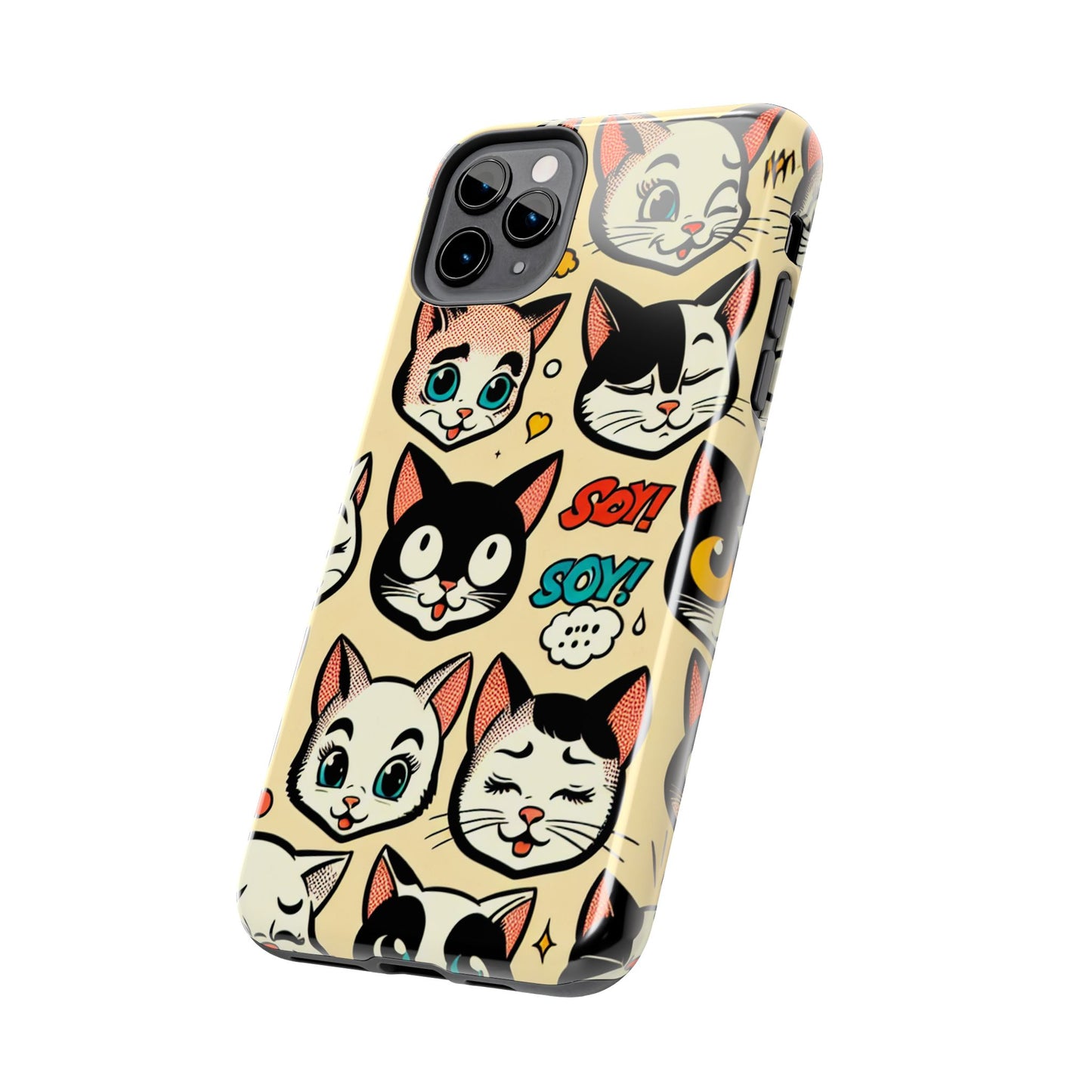 Playful Cat-Themed Tough Phone Case - Pet Pattern - for iPhone