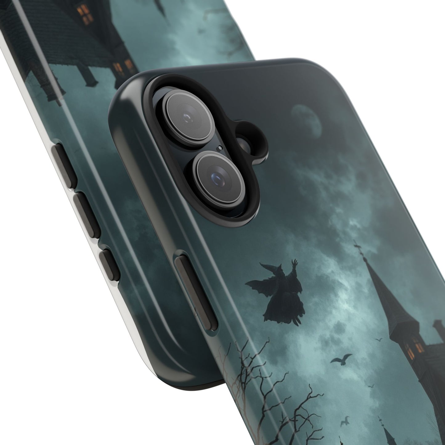 Halloween-Themed Tough Phone Case with Spooky House Design