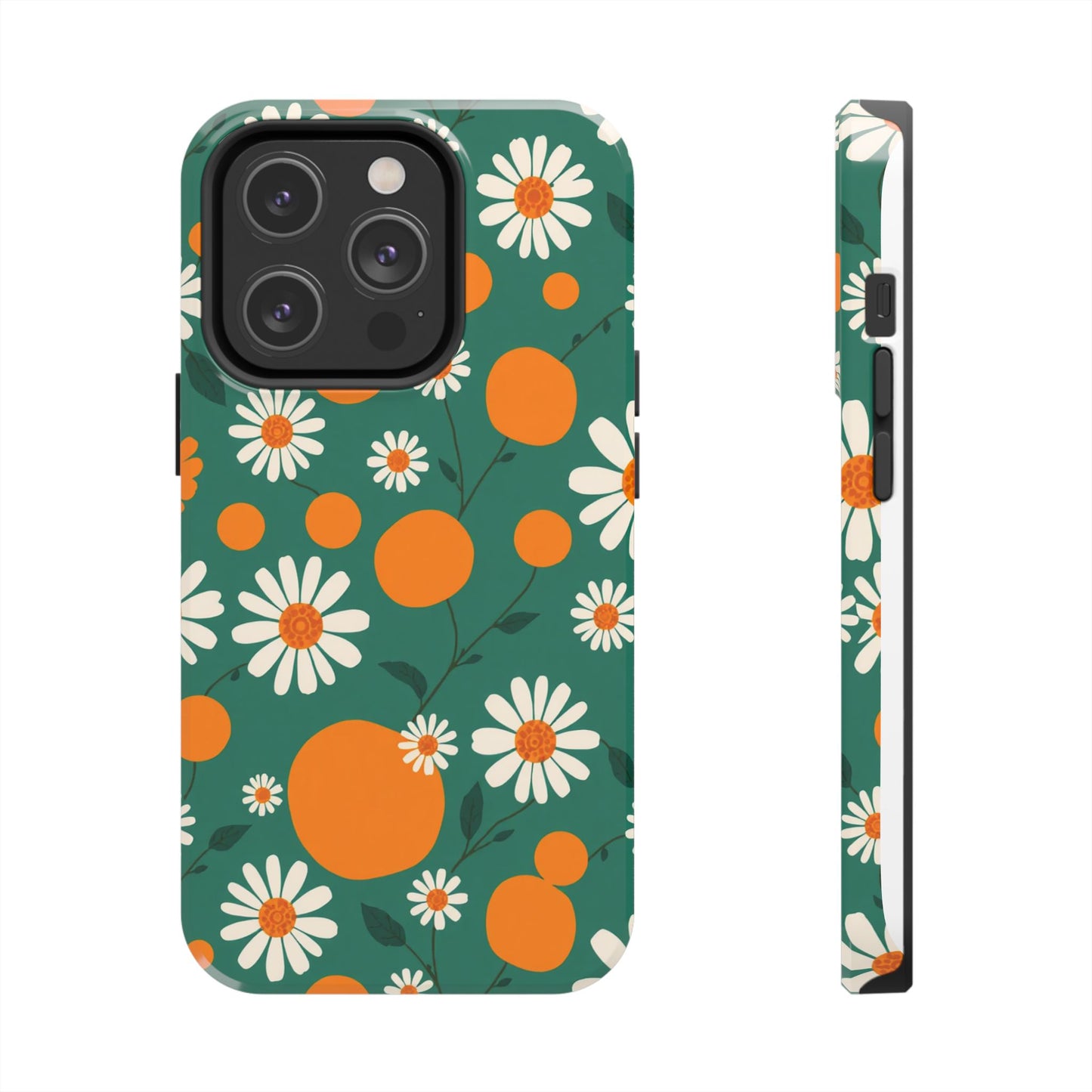 Floral Tough Phone Case - Daisy & Orange Design
