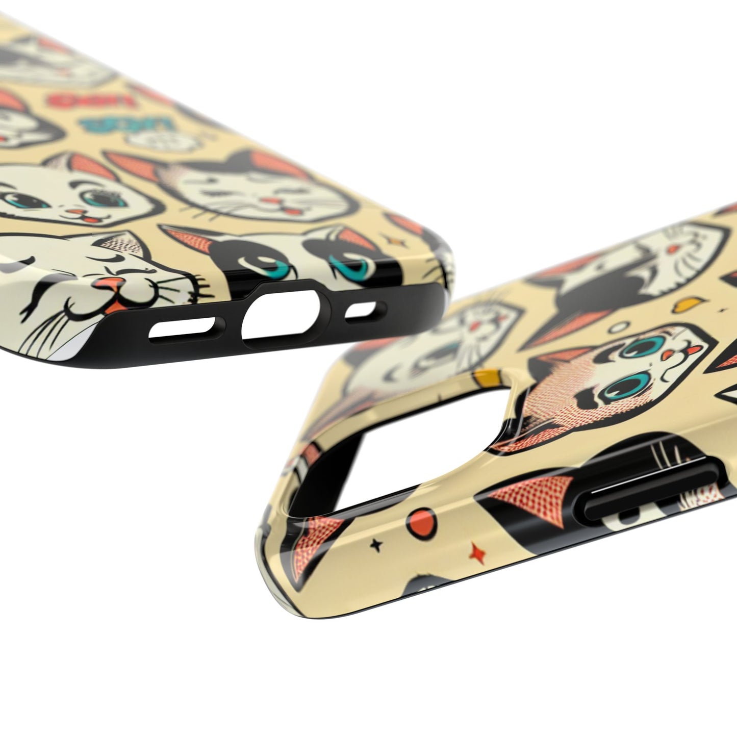 Playful Cat-Themed Tough Phone Case - Pet Pattern - for iPhone
