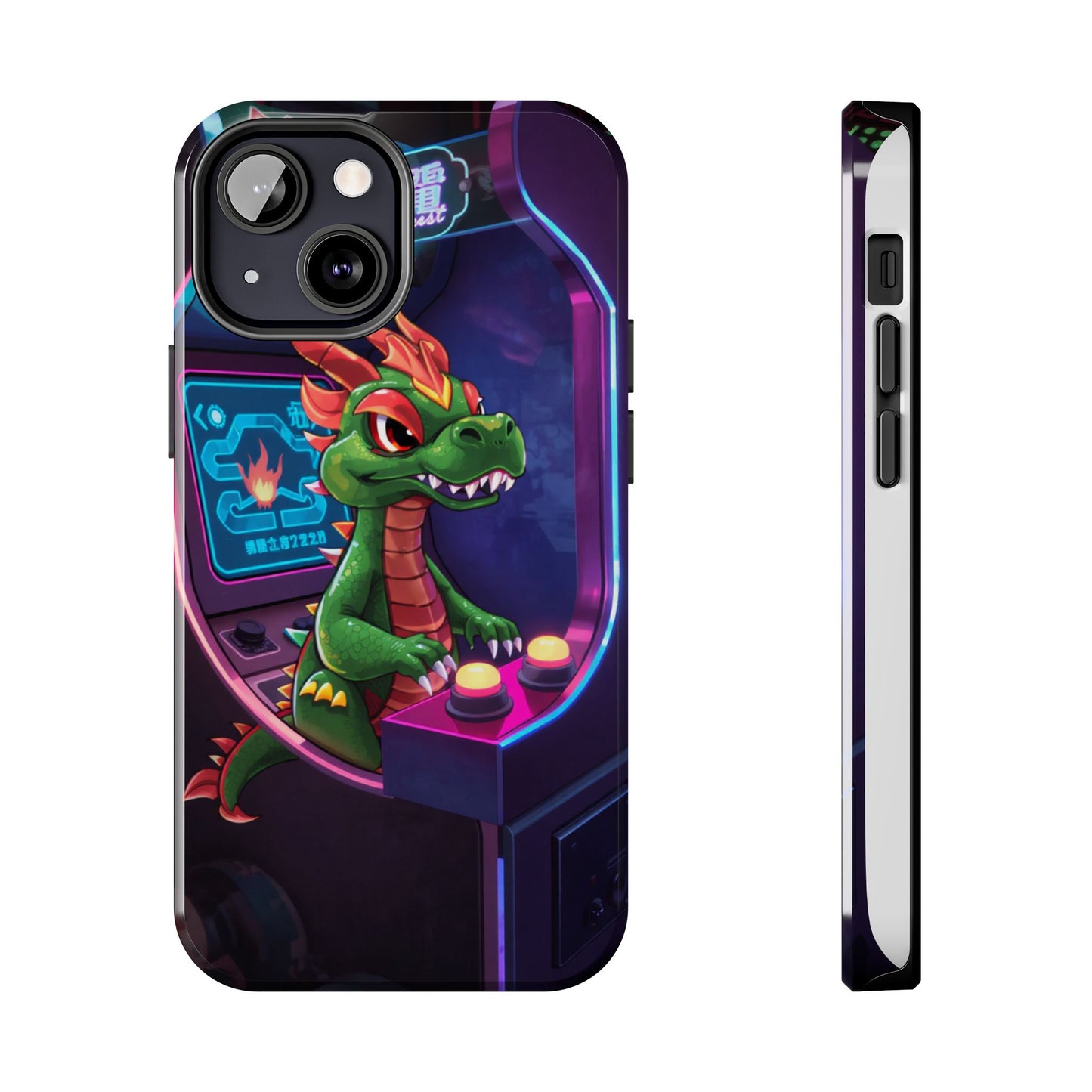 Retro Gamer Tough Phone Case with Dragon Design