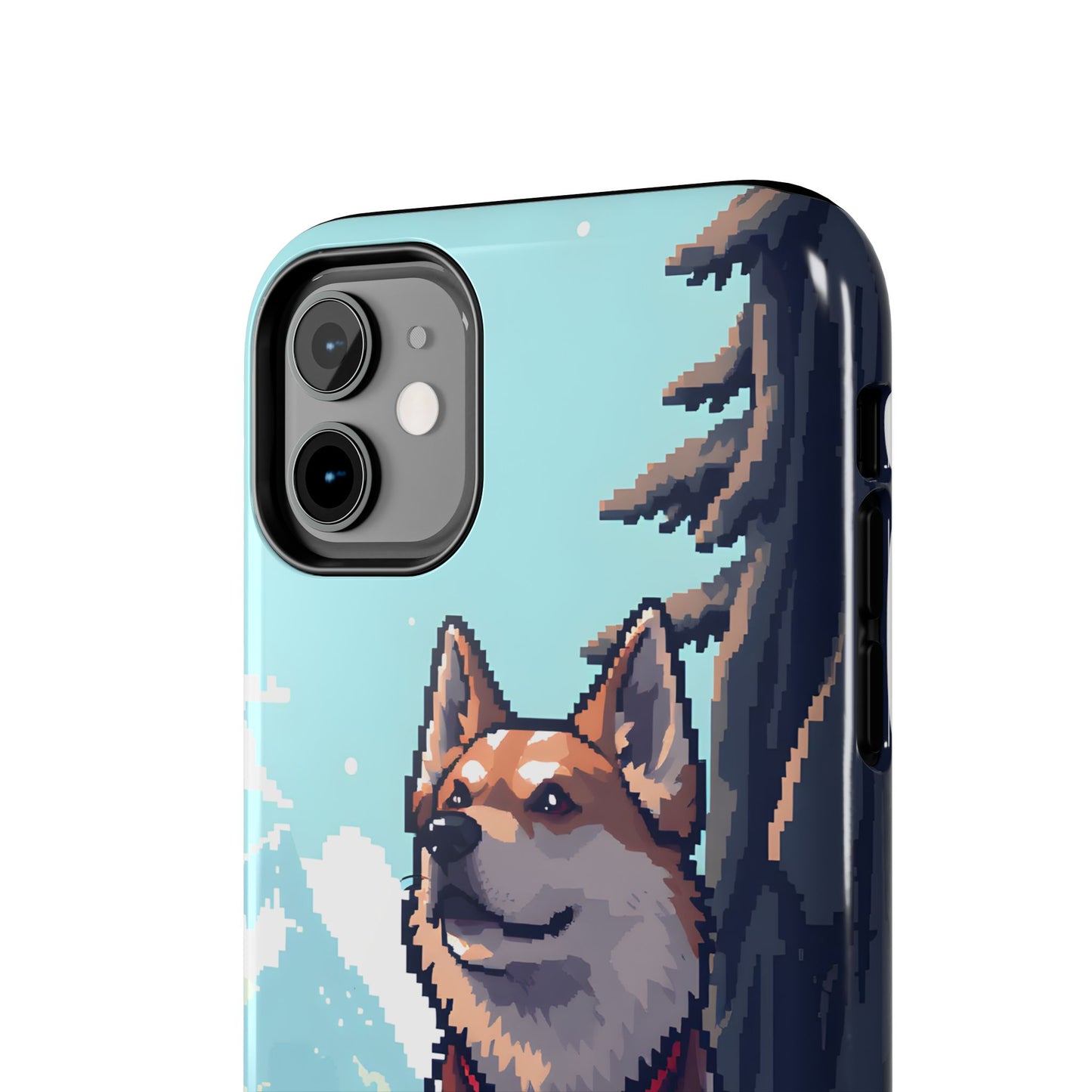 Retro Dog Adventure Tough Phone Case - Pixel Art Shiba Inu Design - for iPhone