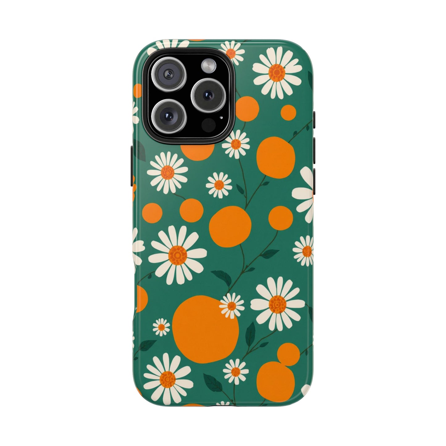 Floral Tough Phone Case - Daisy & Orange Design