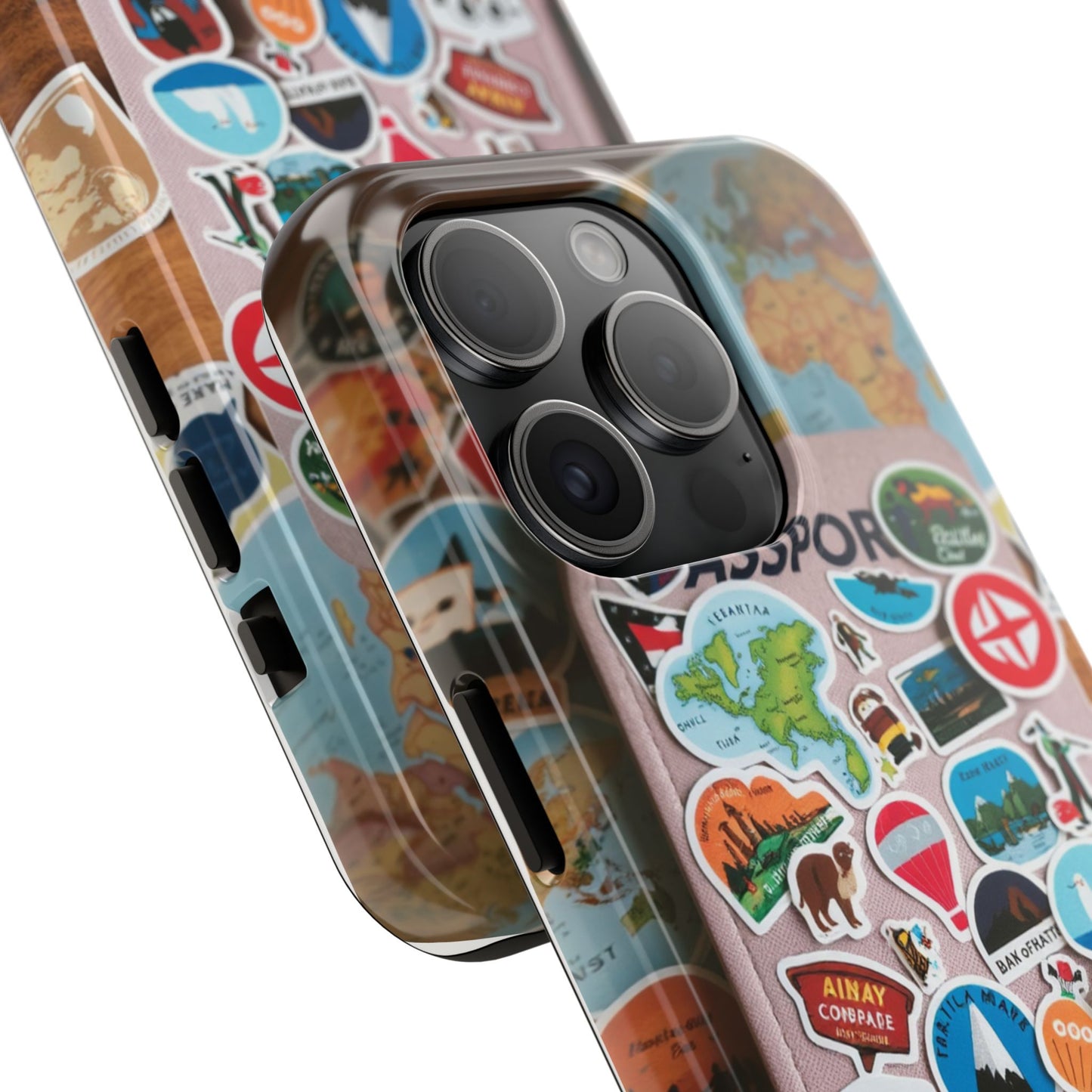 Adventure Stickers Phone Case - Tough Protection for Travel Lovers