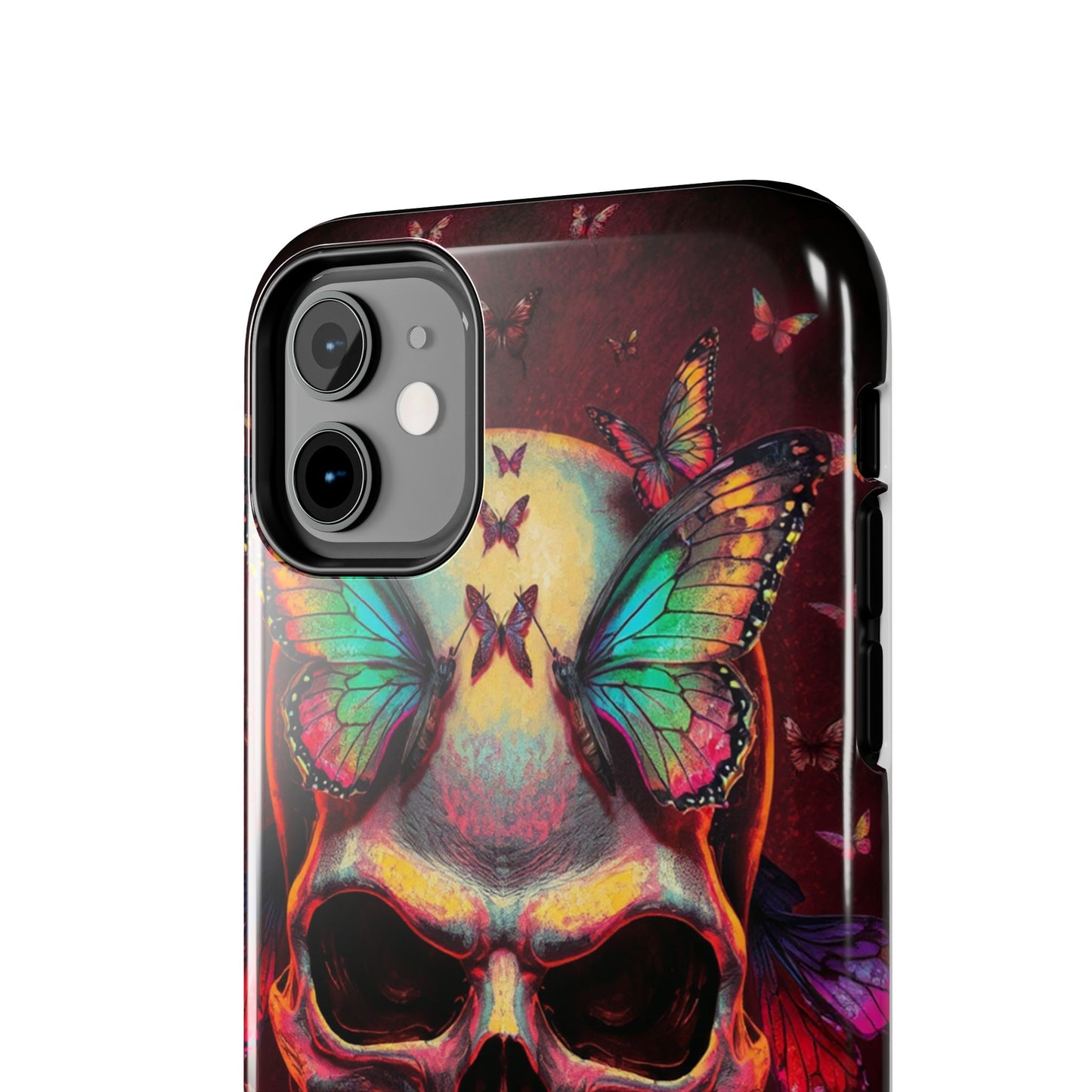 Gothic Skull Phone Case with Butterflies - Durable Tough Phone Case