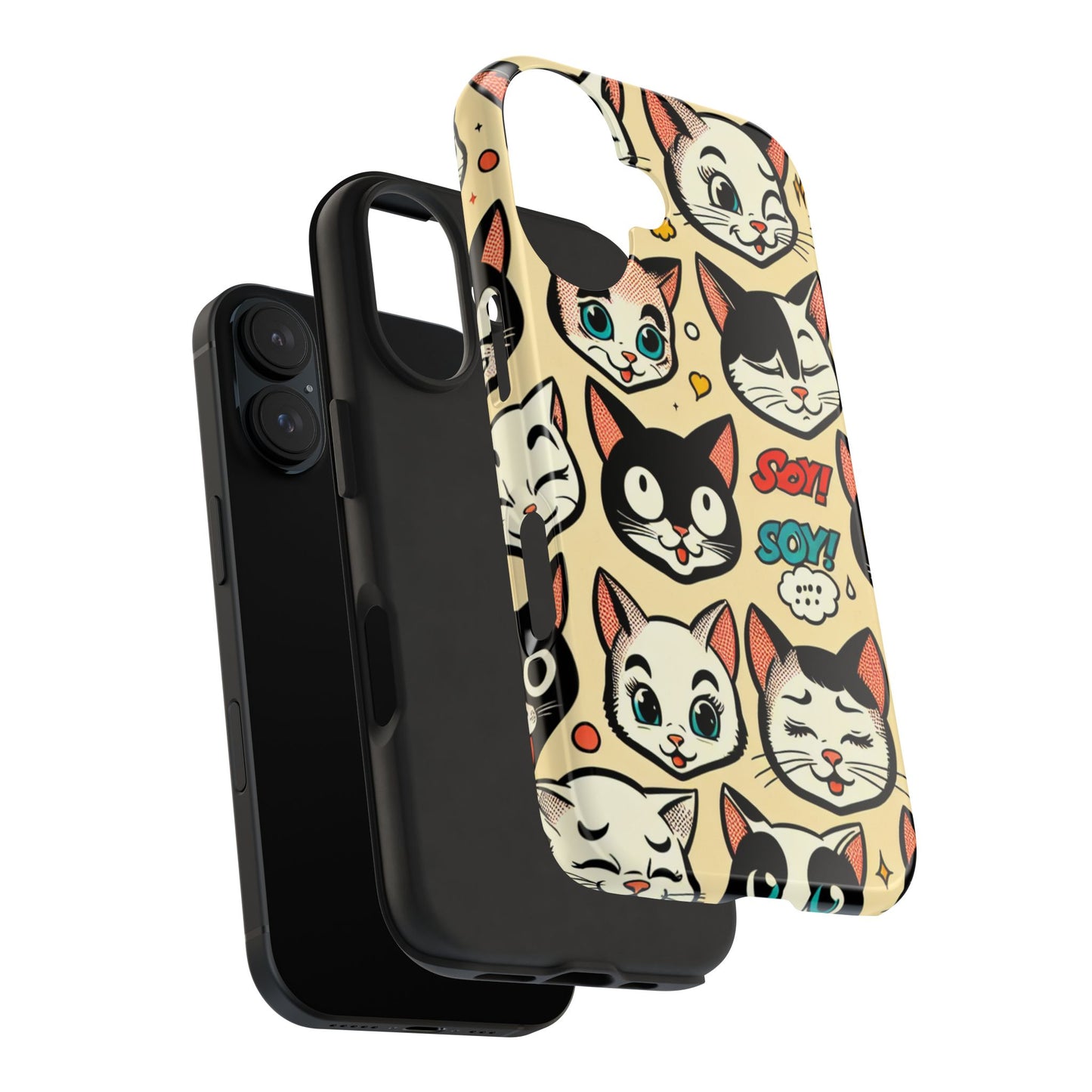 Playful Cat-Themed Tough Phone Case - Pet Pattern - for iPhone
