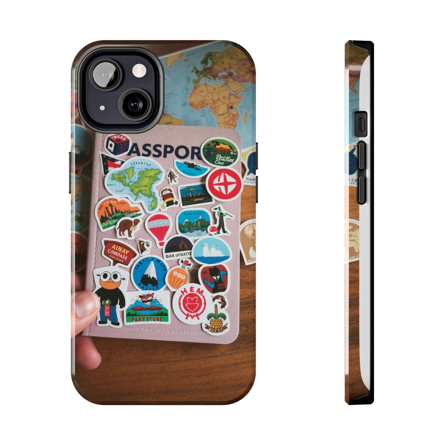 Adventure Stickers Phone Case - Tough Protection for Travel Lovers