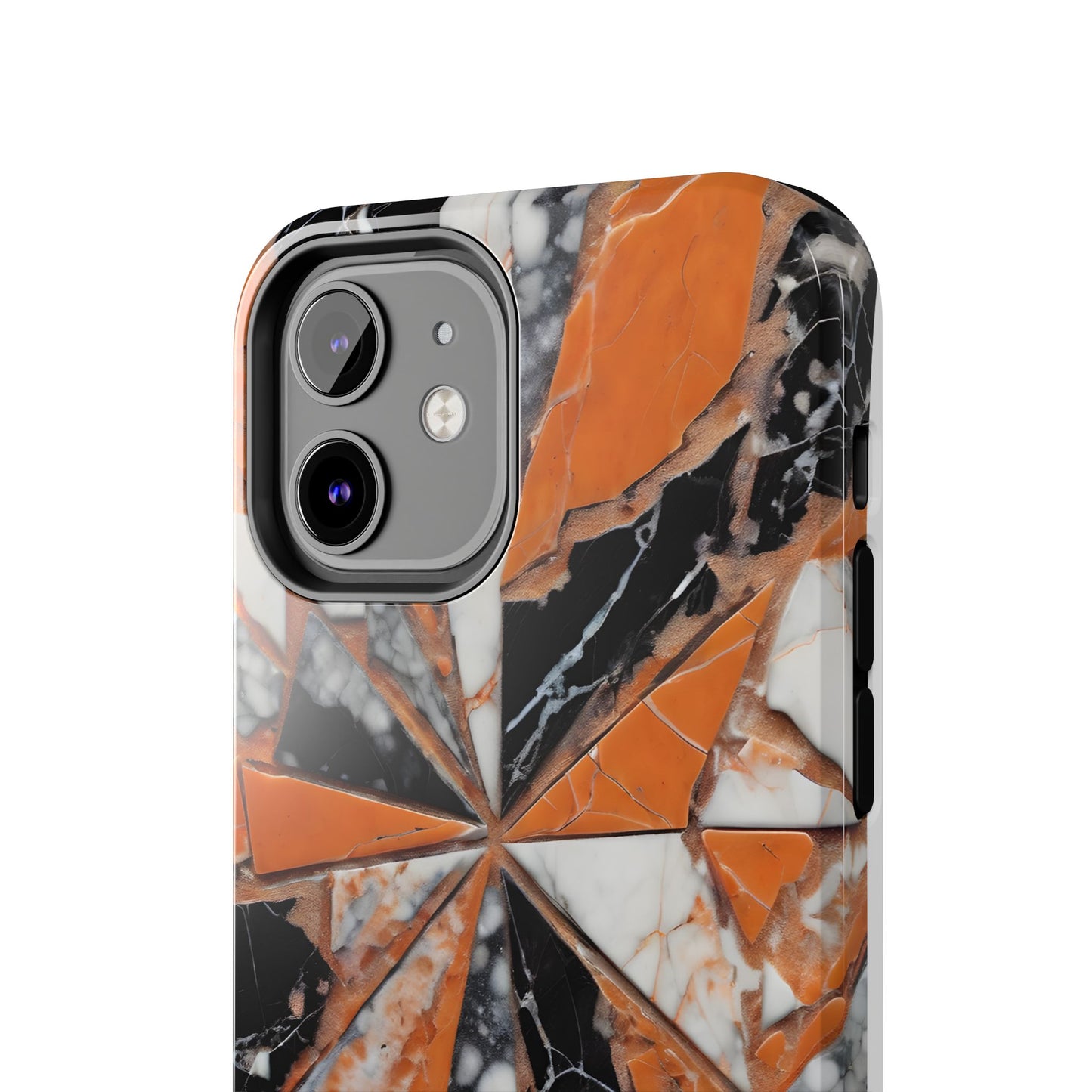 Shattered Pieces Marble Black and Orange Tough Phone Case - for iPhone