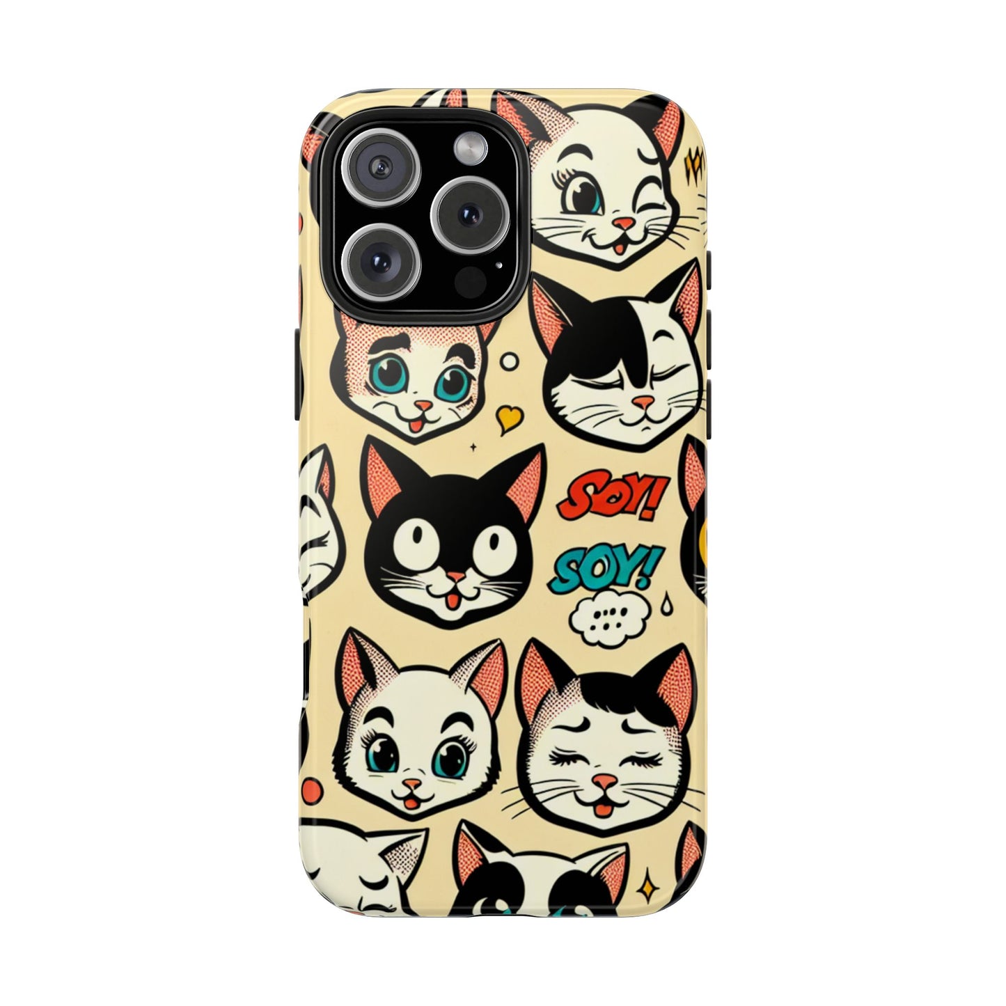 Playful Cat-Themed Tough Phone Case - Pet Pattern - for iPhone
