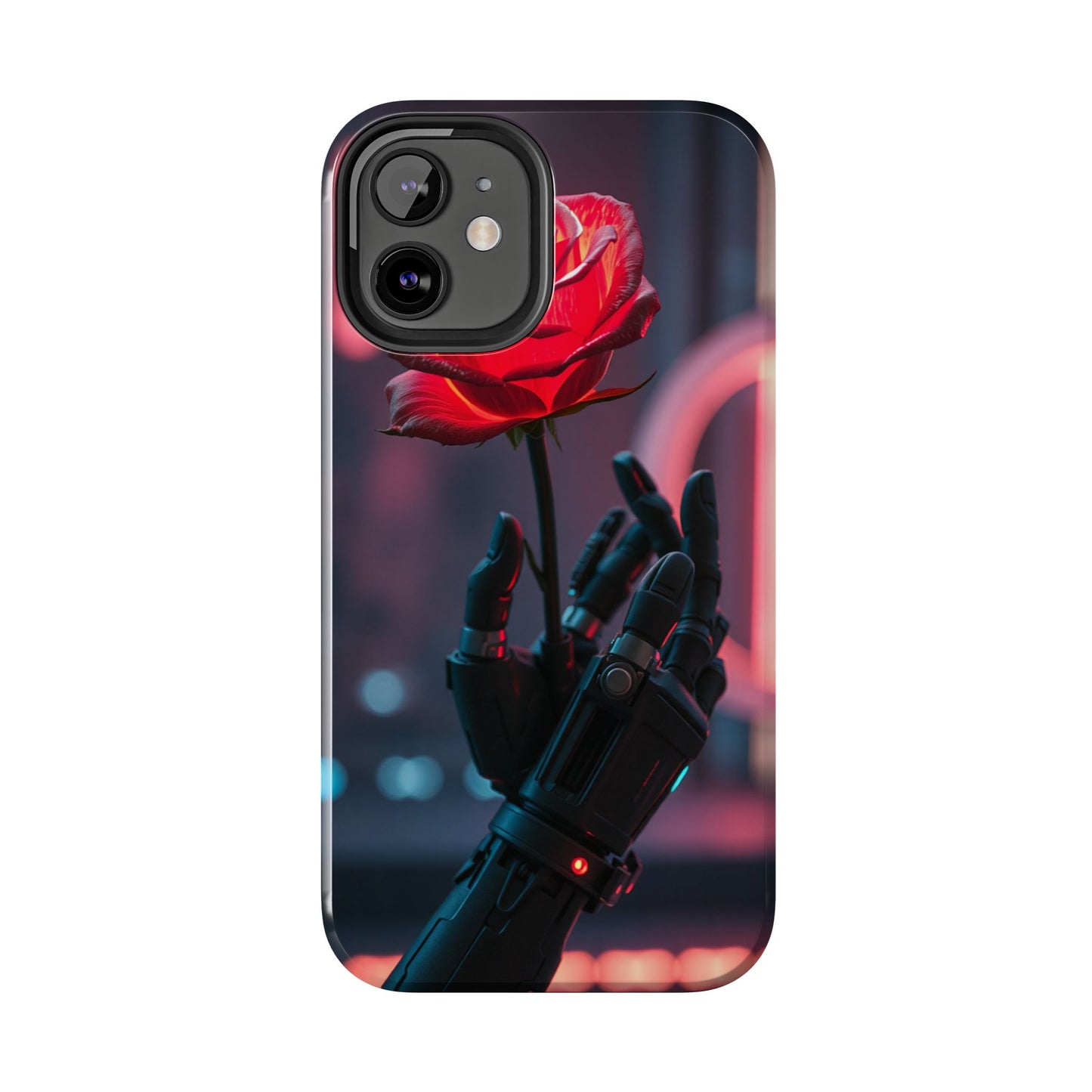Futuristic Tough Phone Case with Robotic Rose Design | Durable Protection