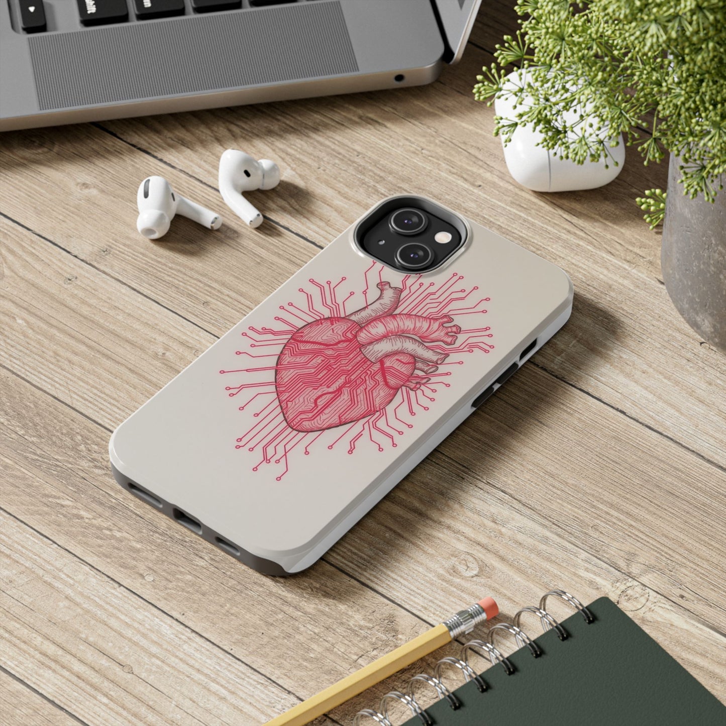 Heart Circuit Tough Phone Case – Unique Tech-Inspired Design for Tech Lovers