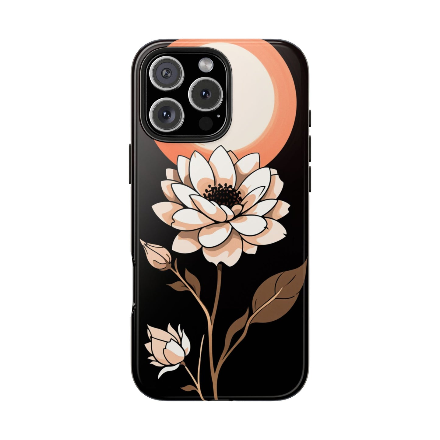 Elegant Contrast Floral Tough Phone Case - Stylish Protection for Your Device - for iPhone