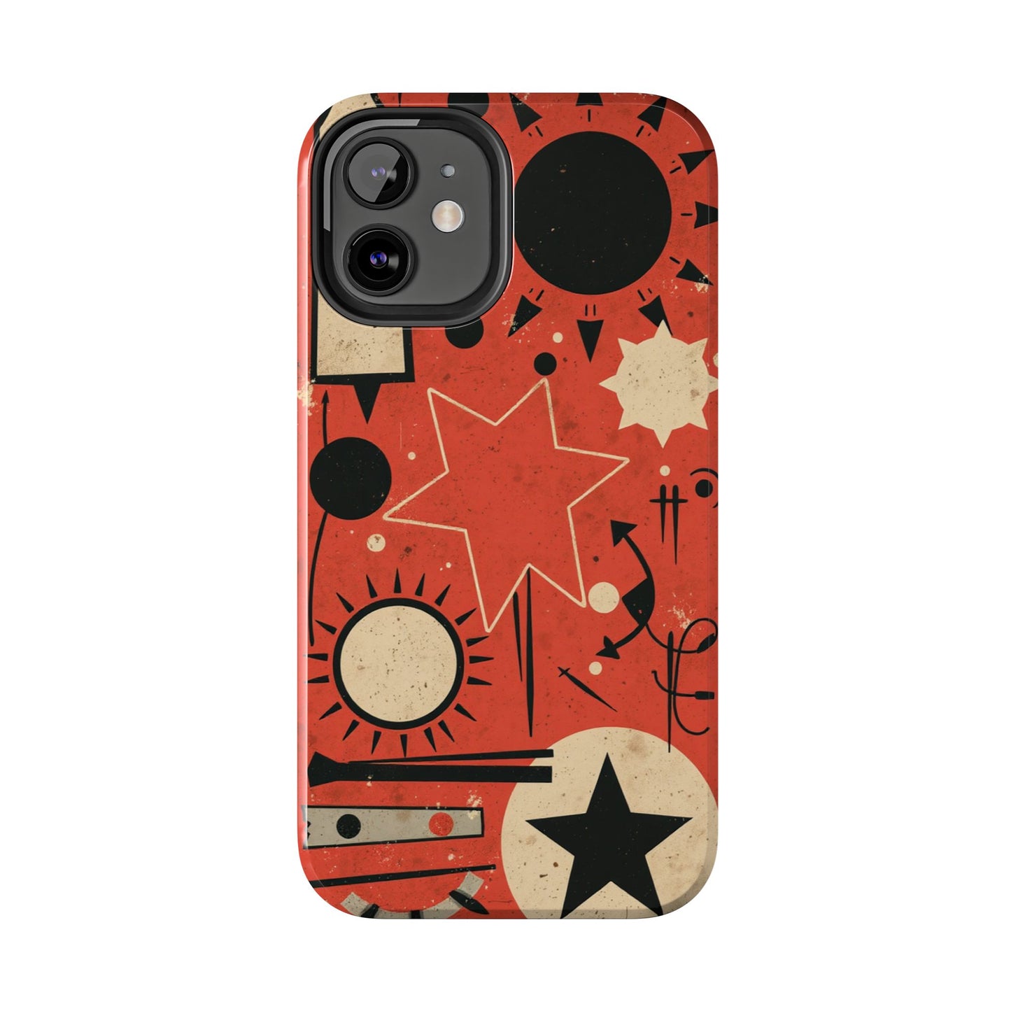 Retro Bold Tough Phone Case - Unique Geometric Design - for iPhone